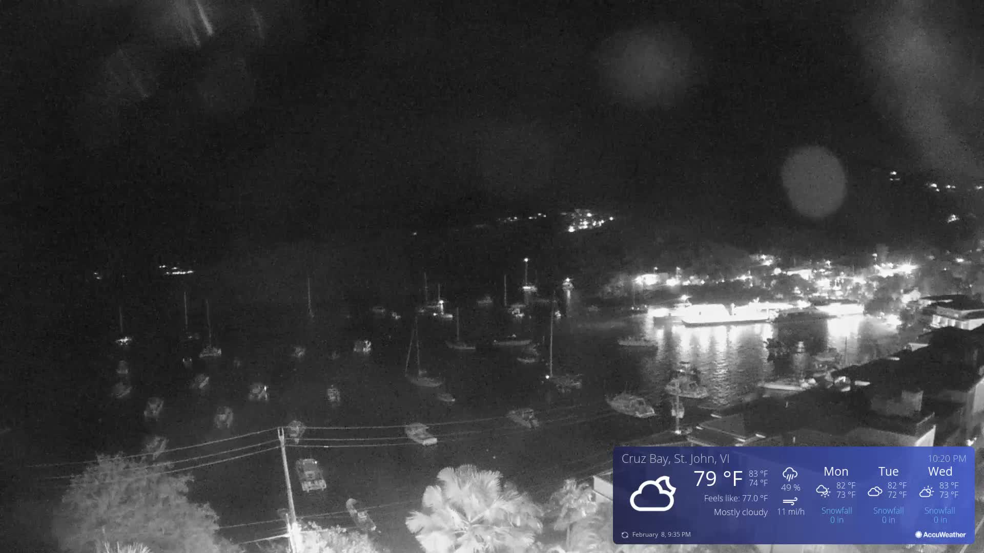 St. John, Cruz Bay Skyline Live Cam - Cruz Bay, St. John, United States Virgin Islands, USA