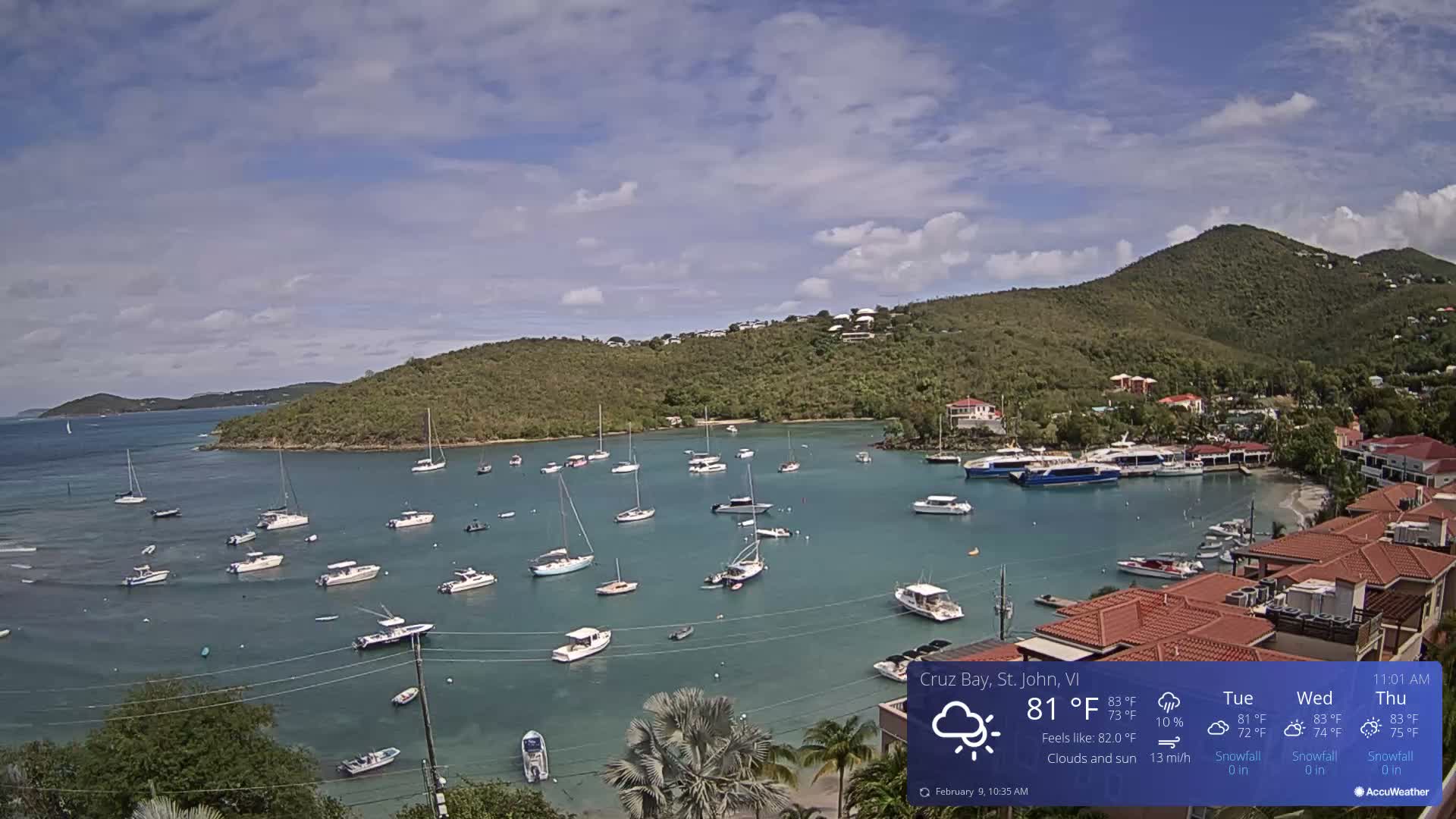 St. John, Cruz Bay Skyline Live Cam - Cruz Bay, St. John, United States Virgin Islands, USA