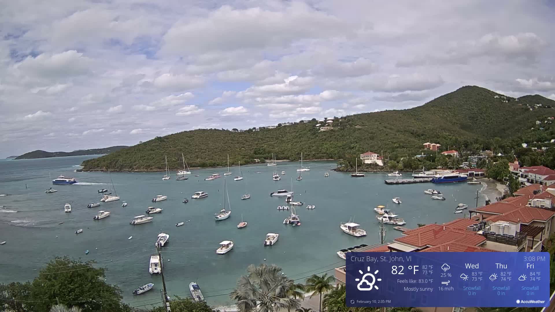 St. John, Cruz Bay Skyline Live Cam - Cruz Bay, St. John, United States Virgin Islands, USA