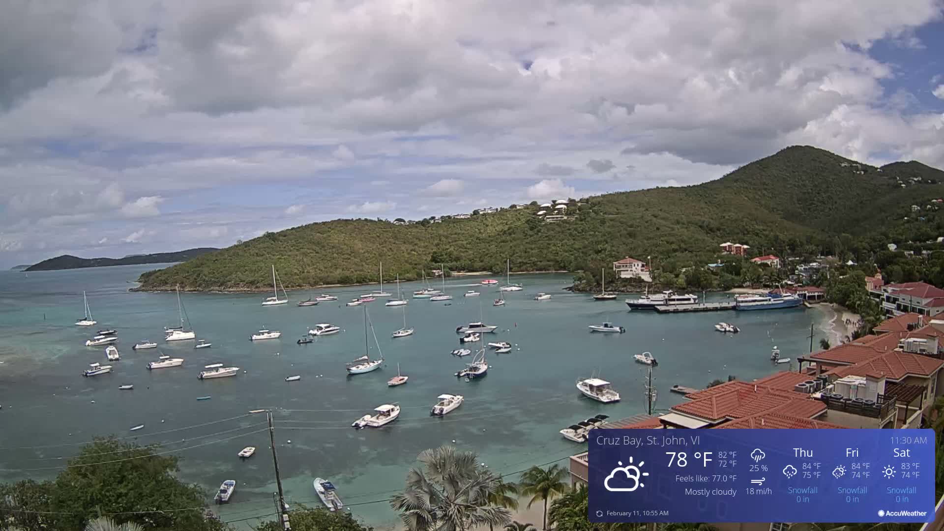 St. John, Cruz Bay Skyline Live Cam - Cruz Bay, St. John, United States Virgin Islands, USA