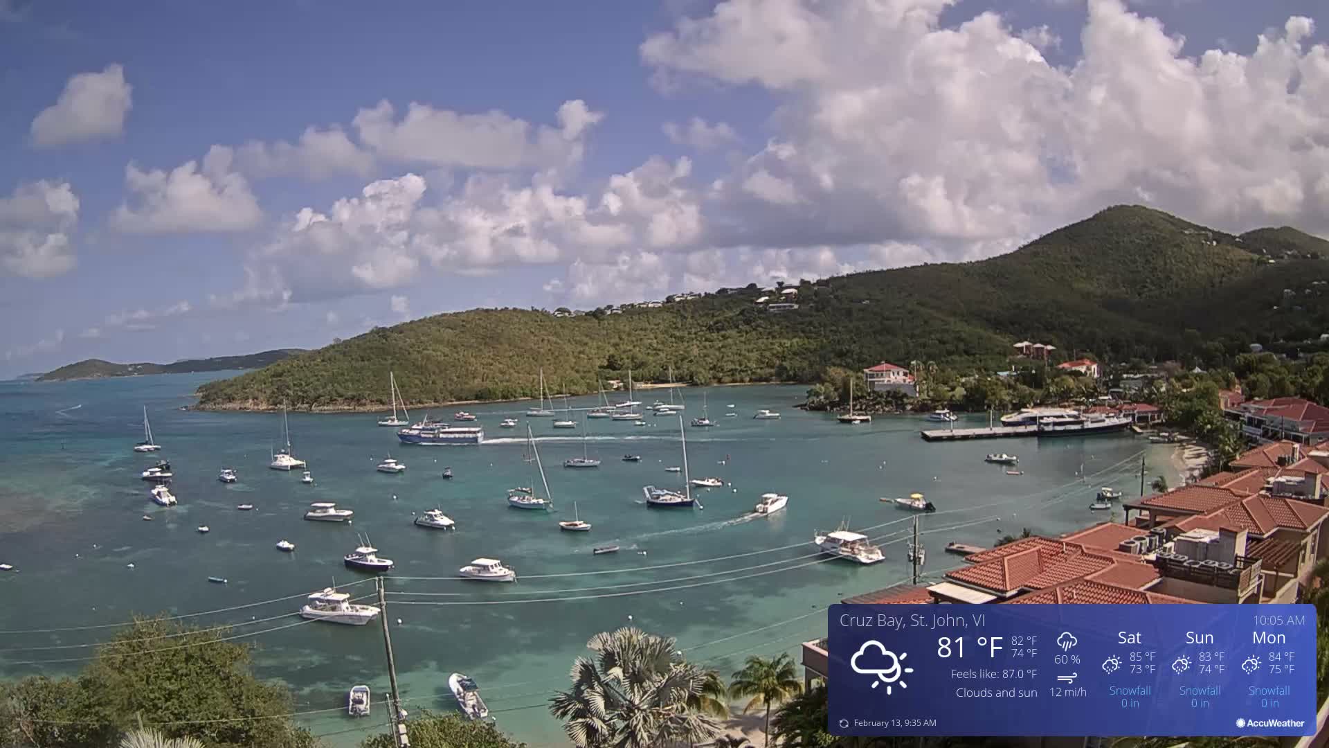 St. John, Cruz Bay Skyline Live Cam - Cruz Bay, St. John, United States Virgin Islands, USA