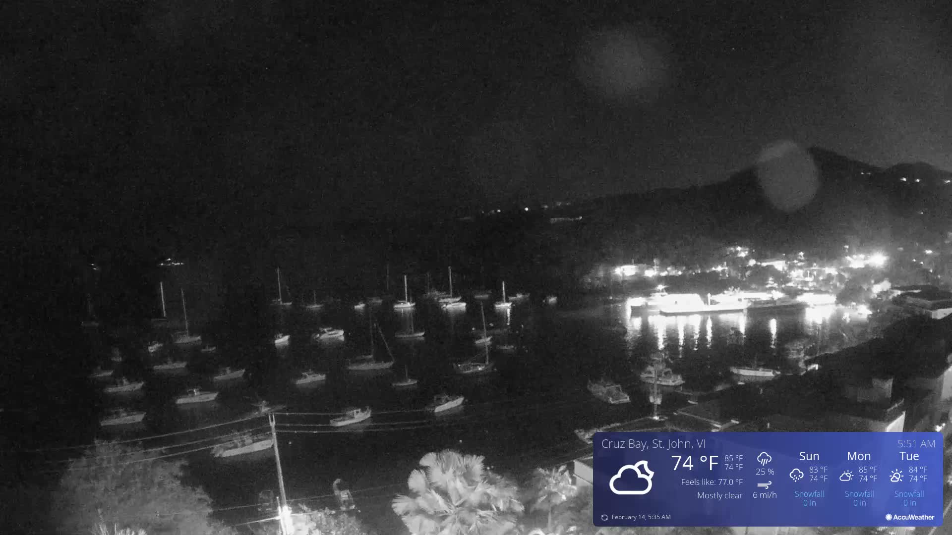 St. John, Cruz Bay Skyline Live Cam - Cruz Bay, St. John, United States Virgin Islands, USA
