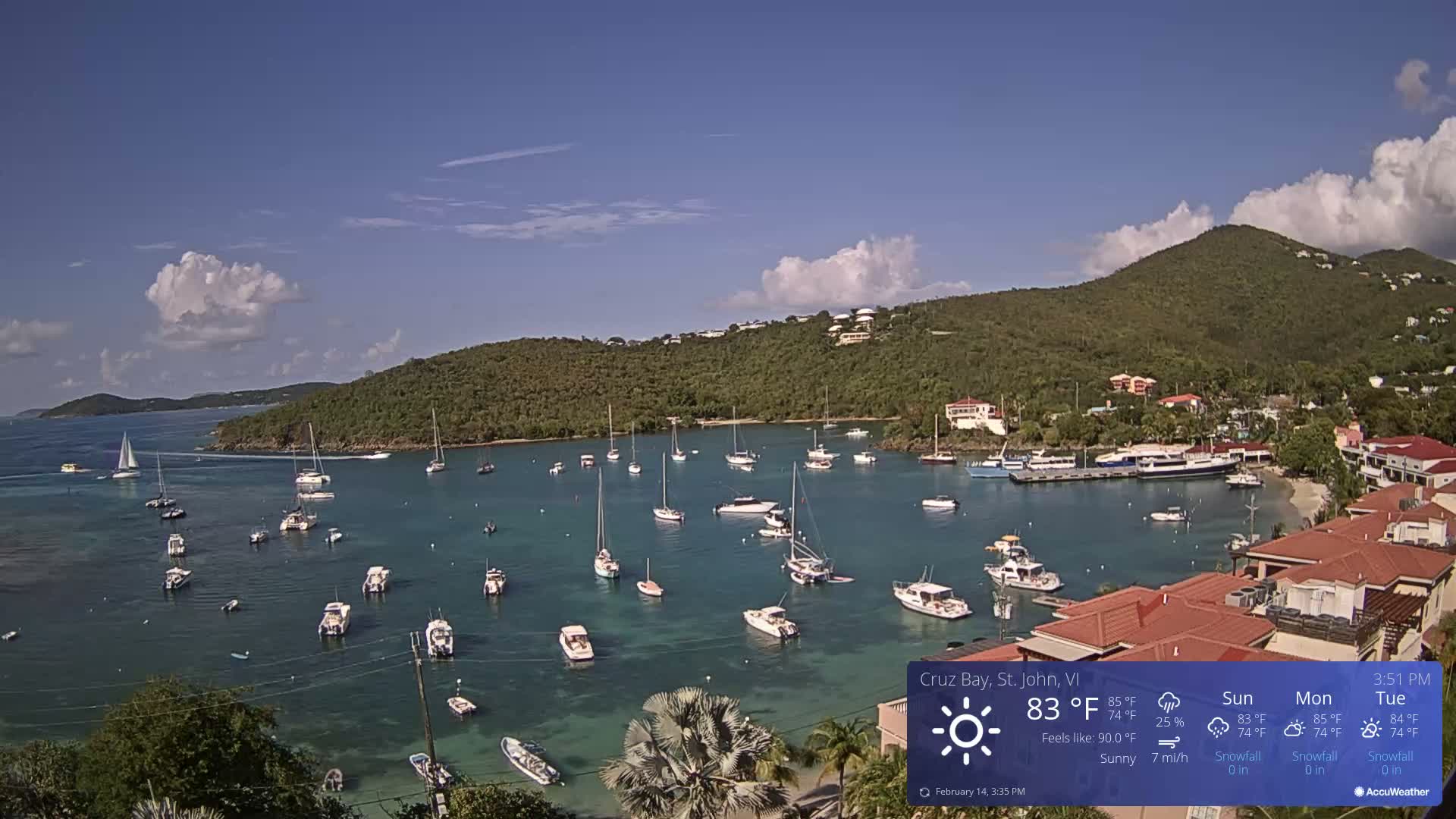 St. John, Cruz Bay Skyline Live Cam - Cruz Bay, St. John, United States Virgin Islands, USA