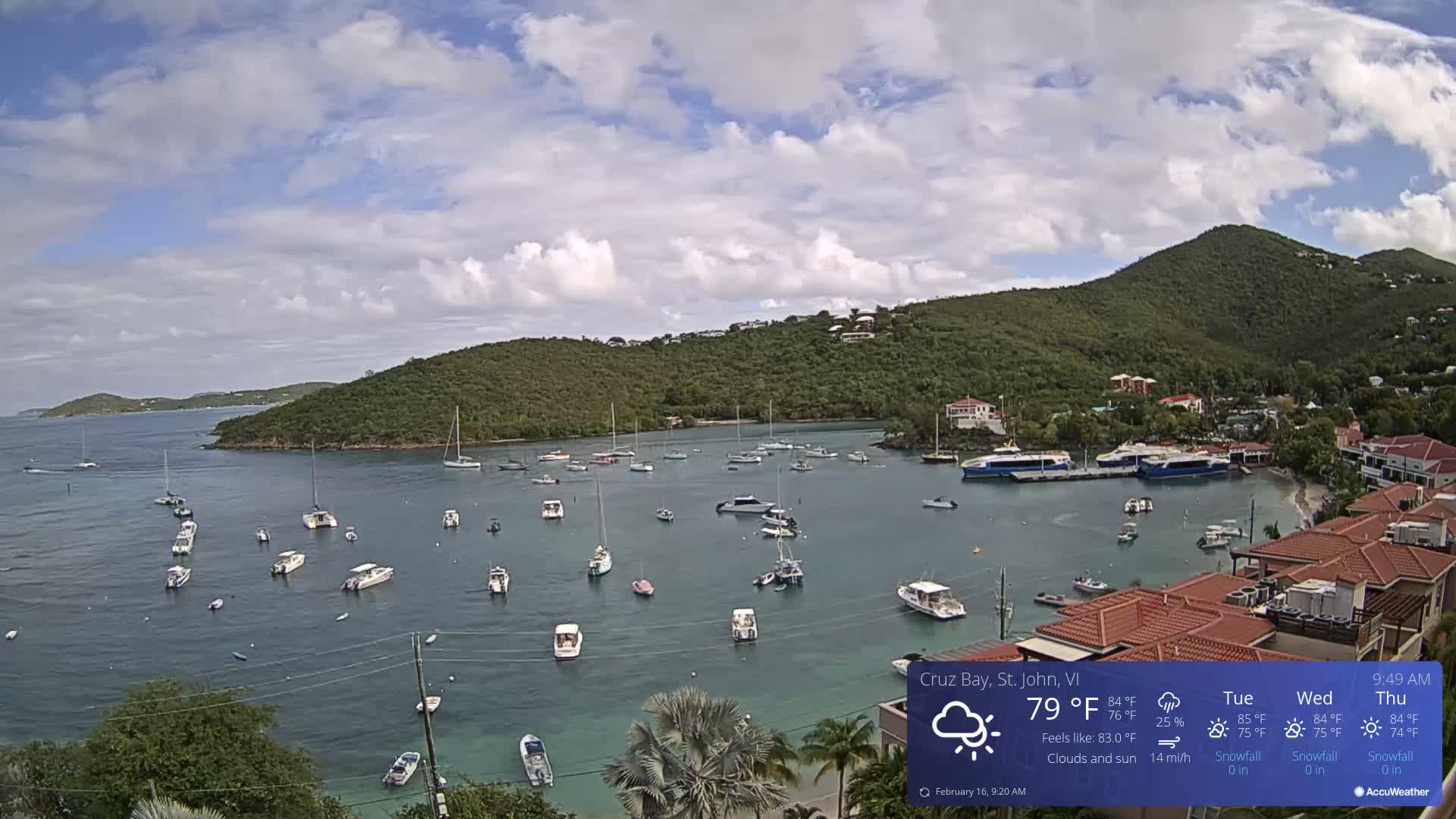 St. John, Cruz Bay Skyline Live Cam - Cruz Bay, St. John, United States Virgin Islands, USA