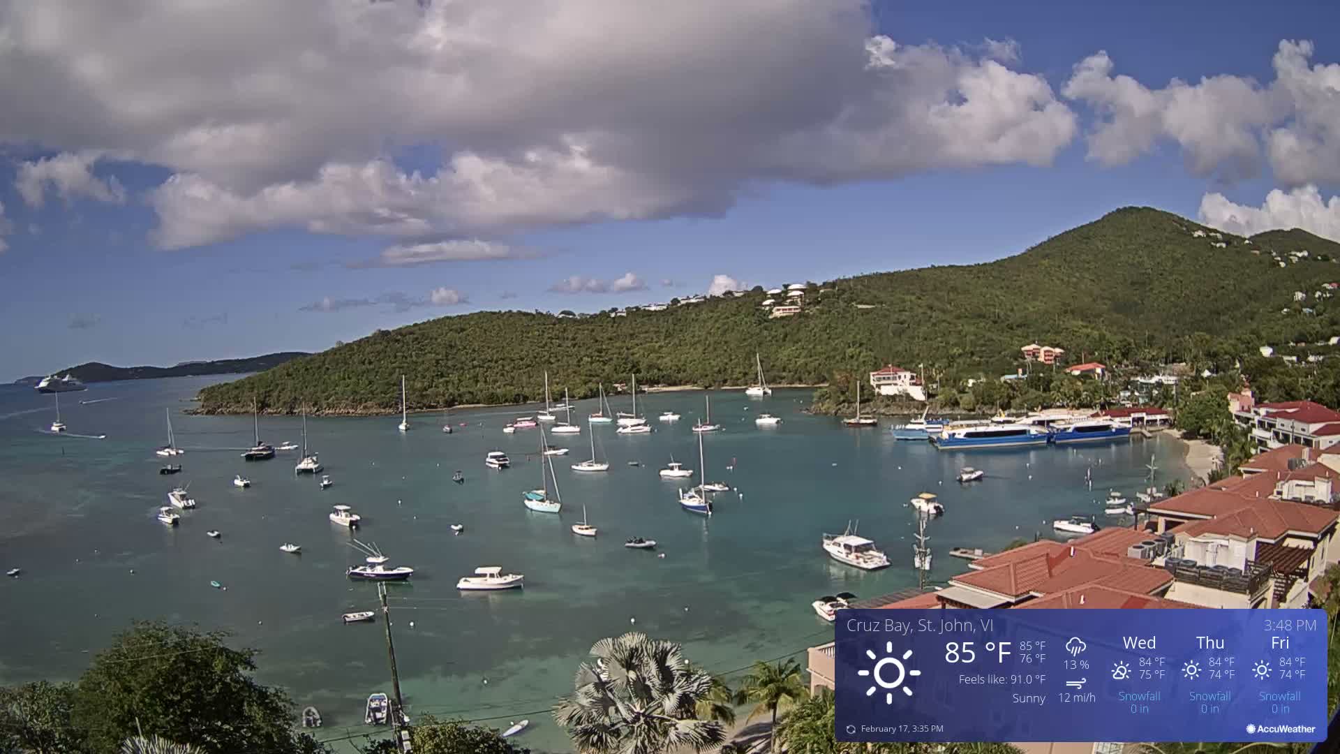 St. John, Cruz Bay Skyline Live Cam - Cruz Bay, St. John, United States Virgin Islands, USA