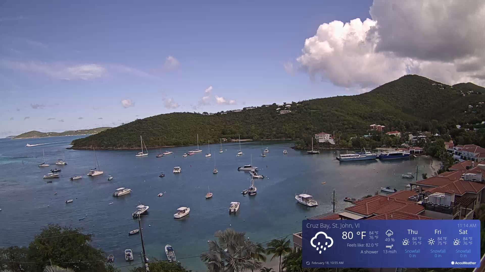 St. John, Cruz Bay Skyline Live Cam - Cruz Bay, St. John, United States Virgin Islands, USA
