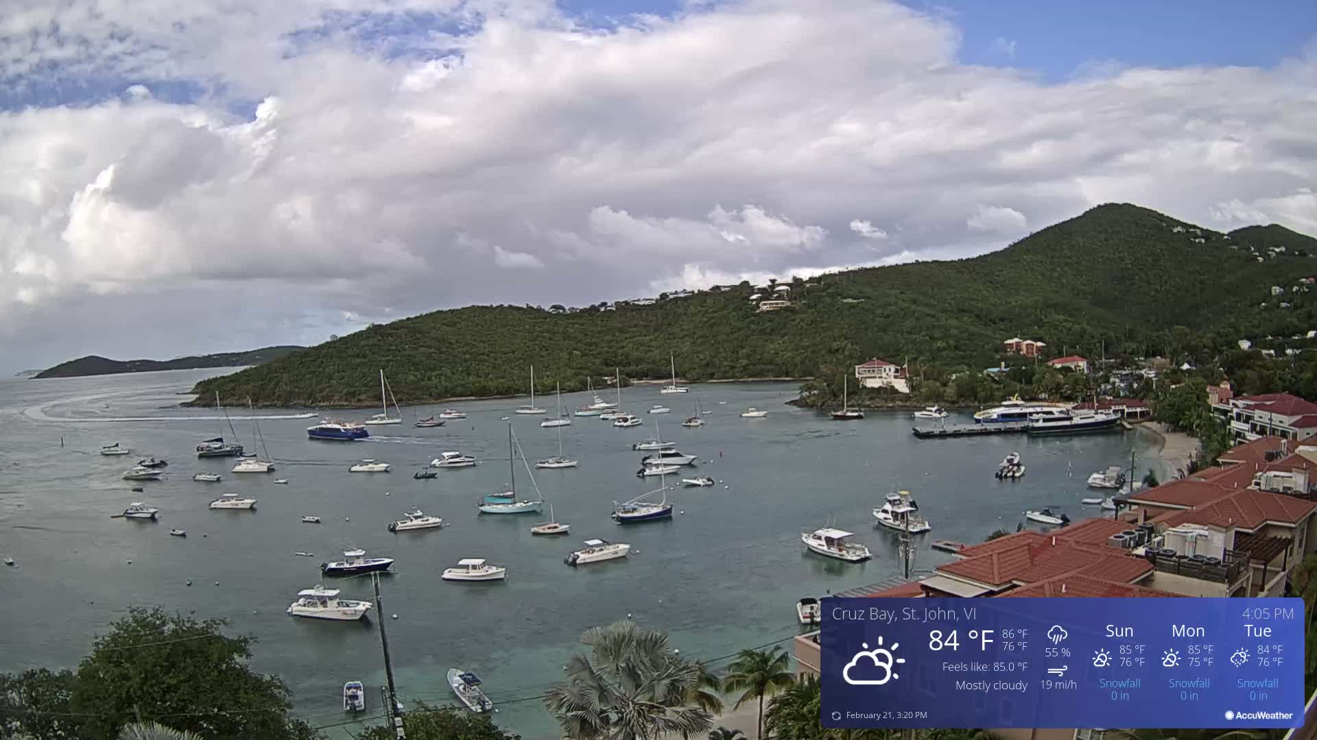 St. John, Cruz Bay Skyline Live Cam - Cruz Bay, St. John, United States Virgin Islands, USA