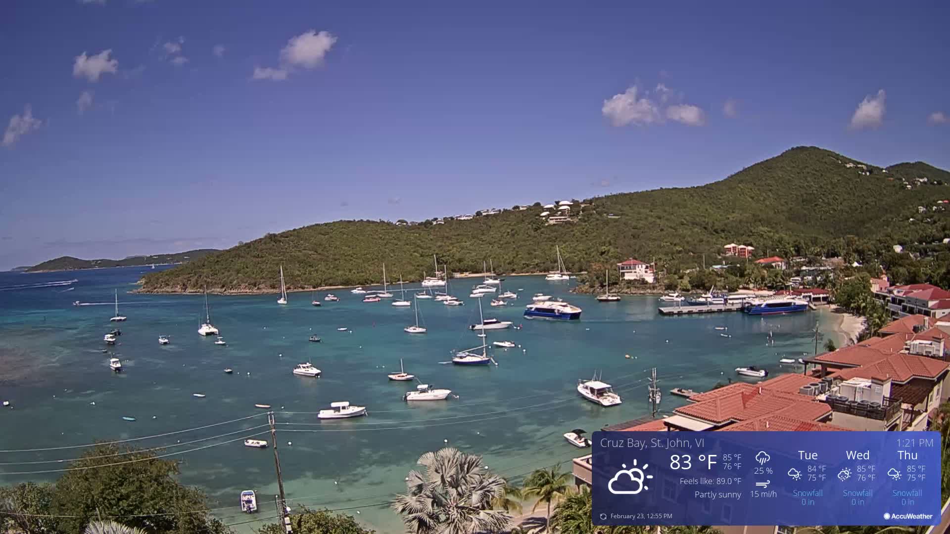 St. John, Cruz Bay Skyline Live Cam - Cruz Bay, St. John, United States Virgin Islands, USA