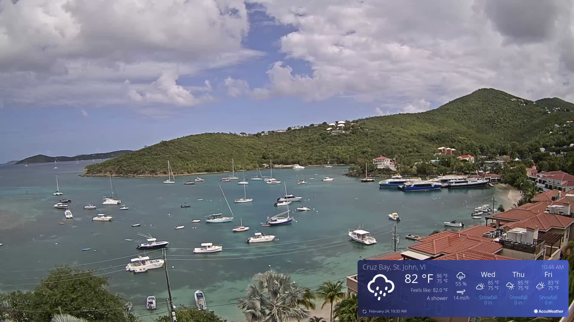 St. John, Cruz Bay Skyline Live Cam - Cruz Bay, St. John, United States Virgin Islands, USA