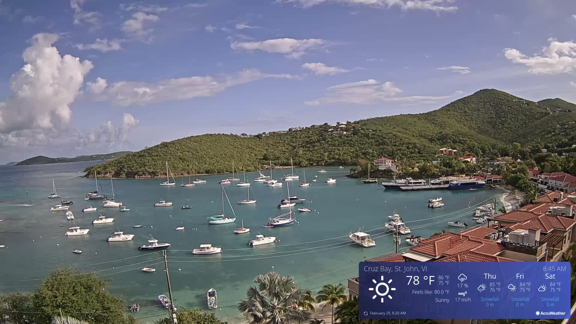 St. John, Cruz Bay Skyline Live Cam - Cruz Bay, St. John, United States Virgin Islands, USA