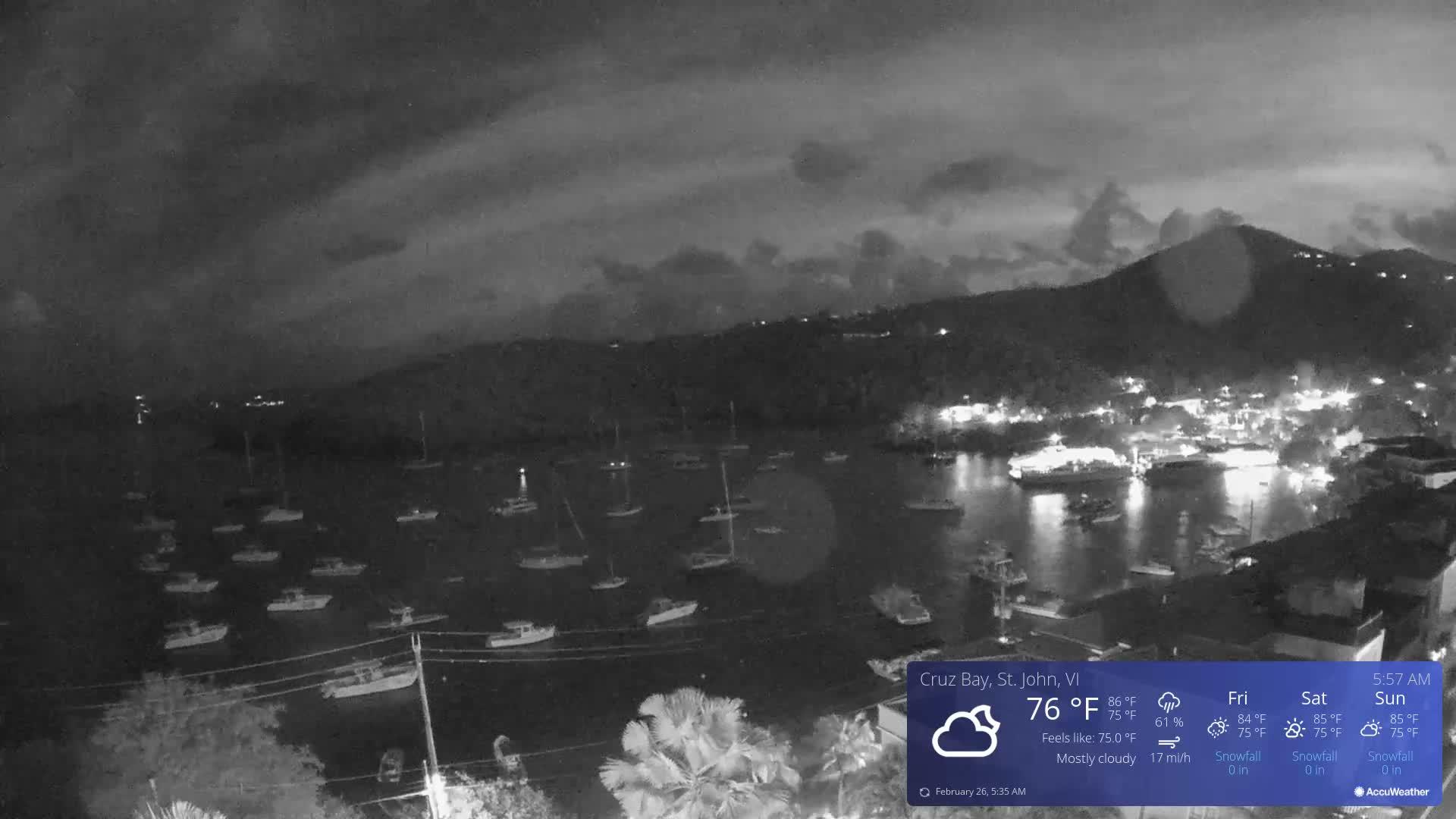St. John, Cruz Bay Skyline Live Cam - Cruz Bay, St. John, United States Virgin Islands, USA