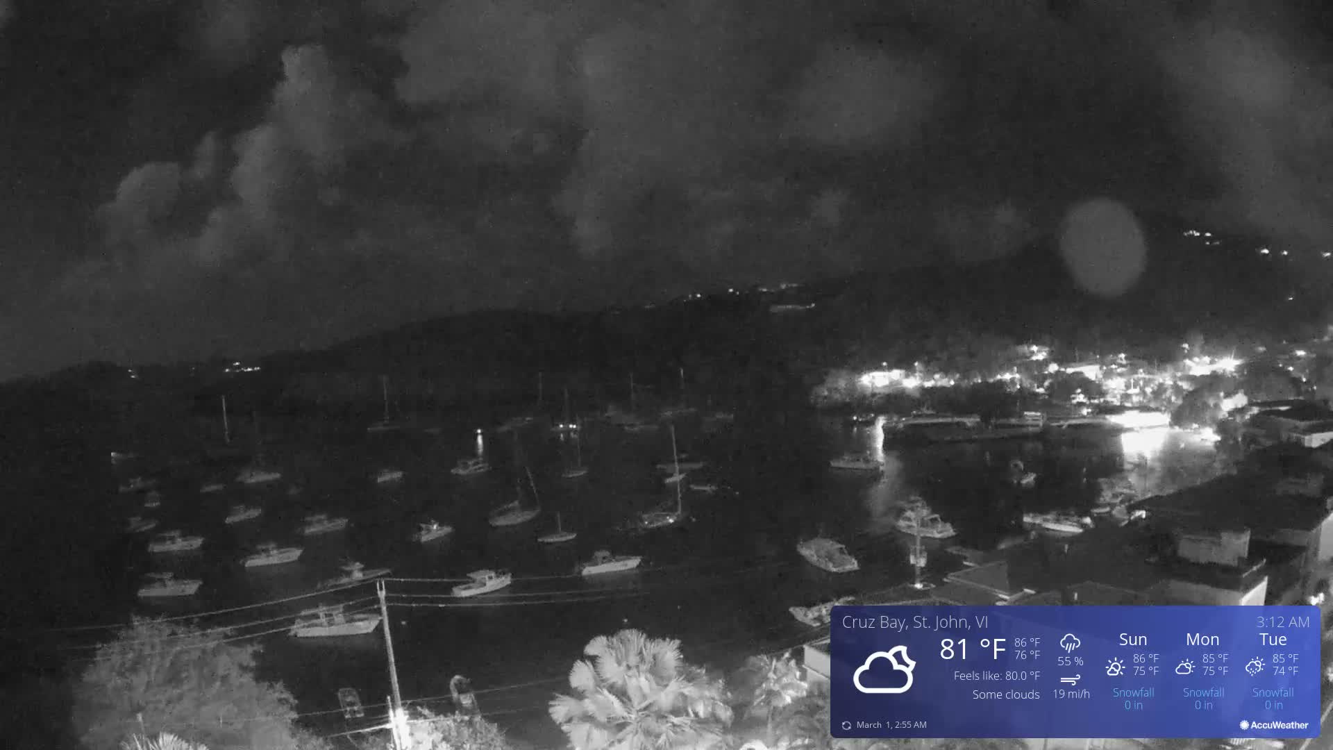 St. John, Cruz Bay Skyline Live Cam - Cruz Bay, St. John, United States Virgin Islands, USA