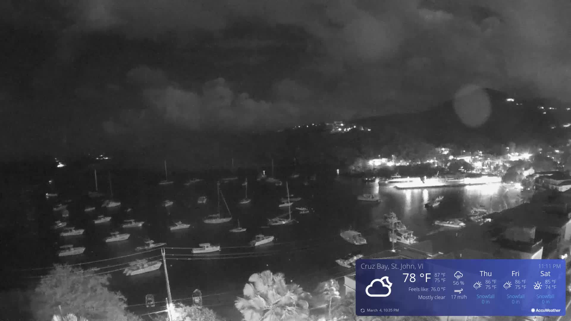 St. John, Cruz Bay Skyline Live Cam - Cruz Bay, St. John, United States Virgin Islands, USA