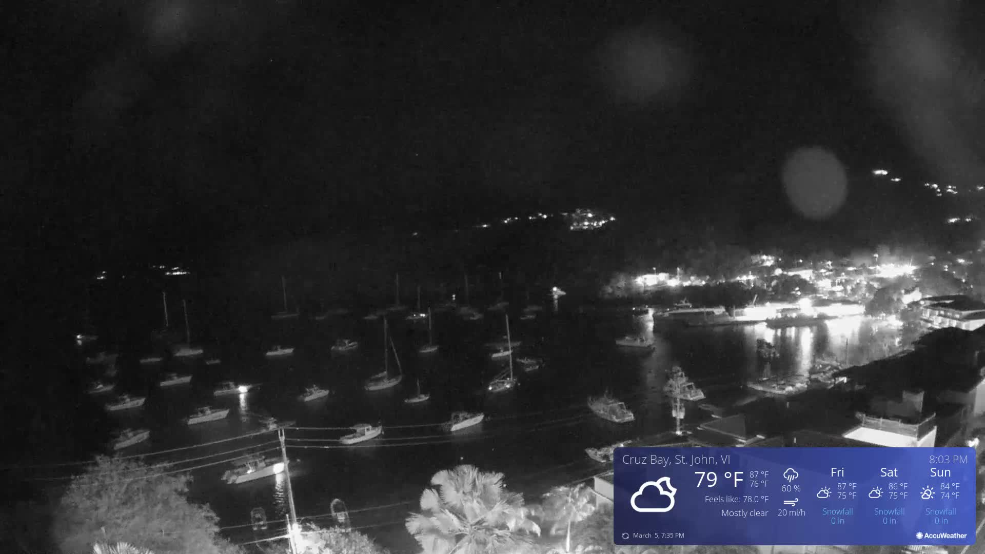 St. John, Cruz Bay Skyline Live Cam - Cruz Bay, St. John, United States Virgin Islands, USA