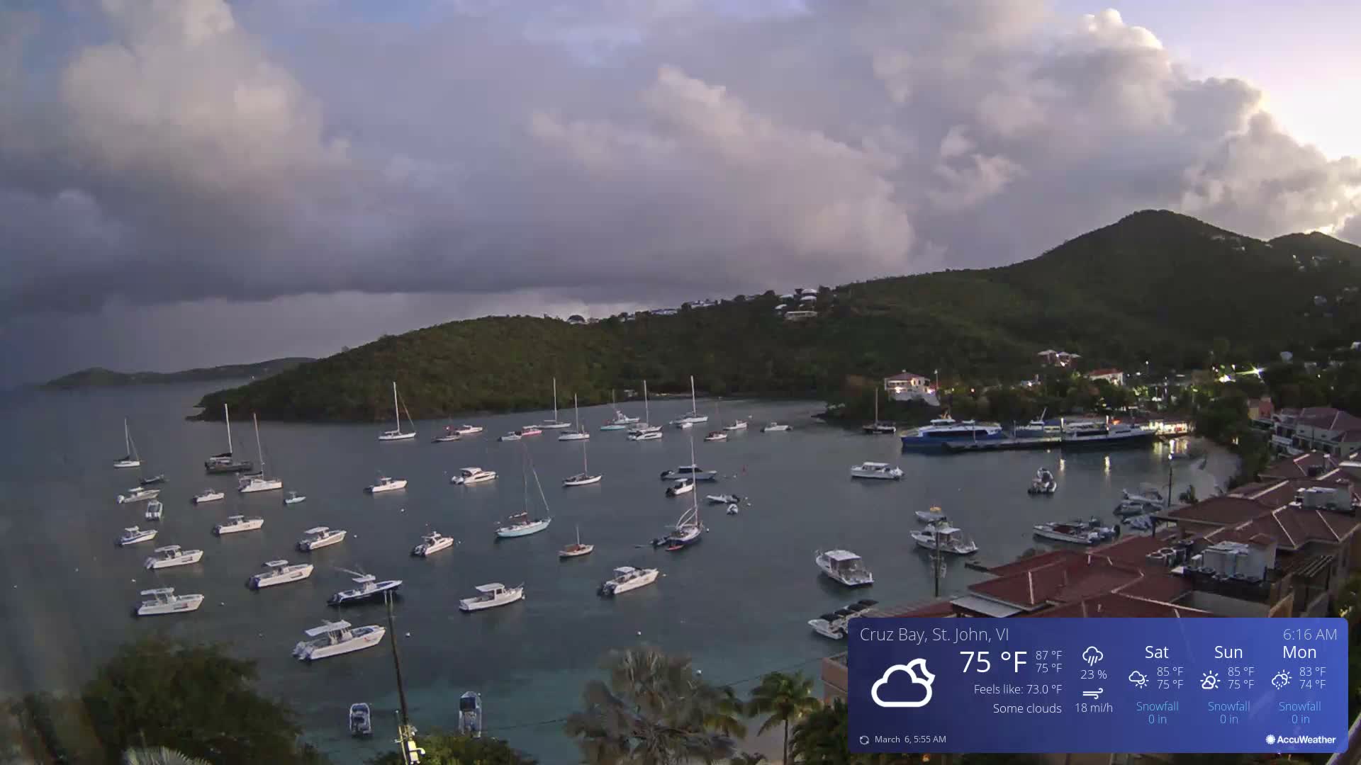 St. John, Cruz Bay Skyline Live Cam - Cruz Bay, St. John, United States Virgin Islands, USA