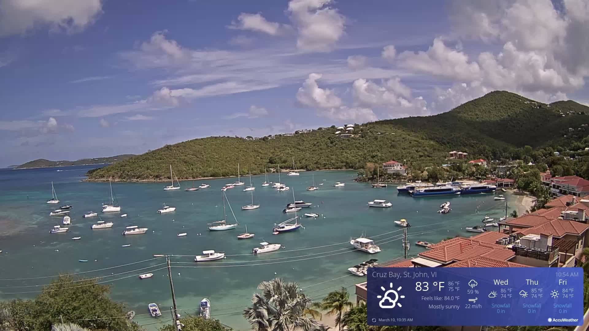 St. John, Cruz Bay Skyline Live Cam - Cruz Bay, St. John, United States Virgin Islands, USA