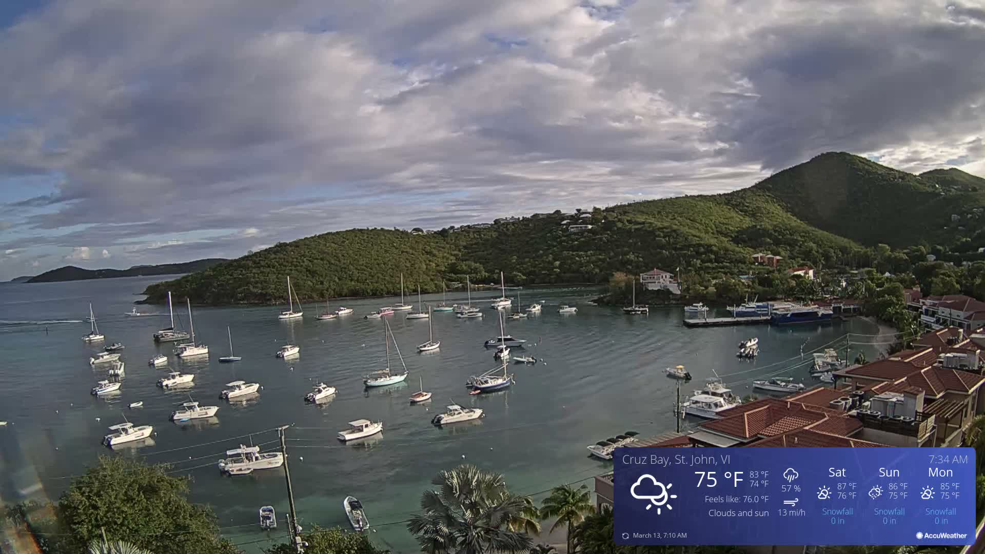 St. John, Cruz Bay Skyline Live Cam - Cruz Bay, St. John, United States Virgin Islands, USA
