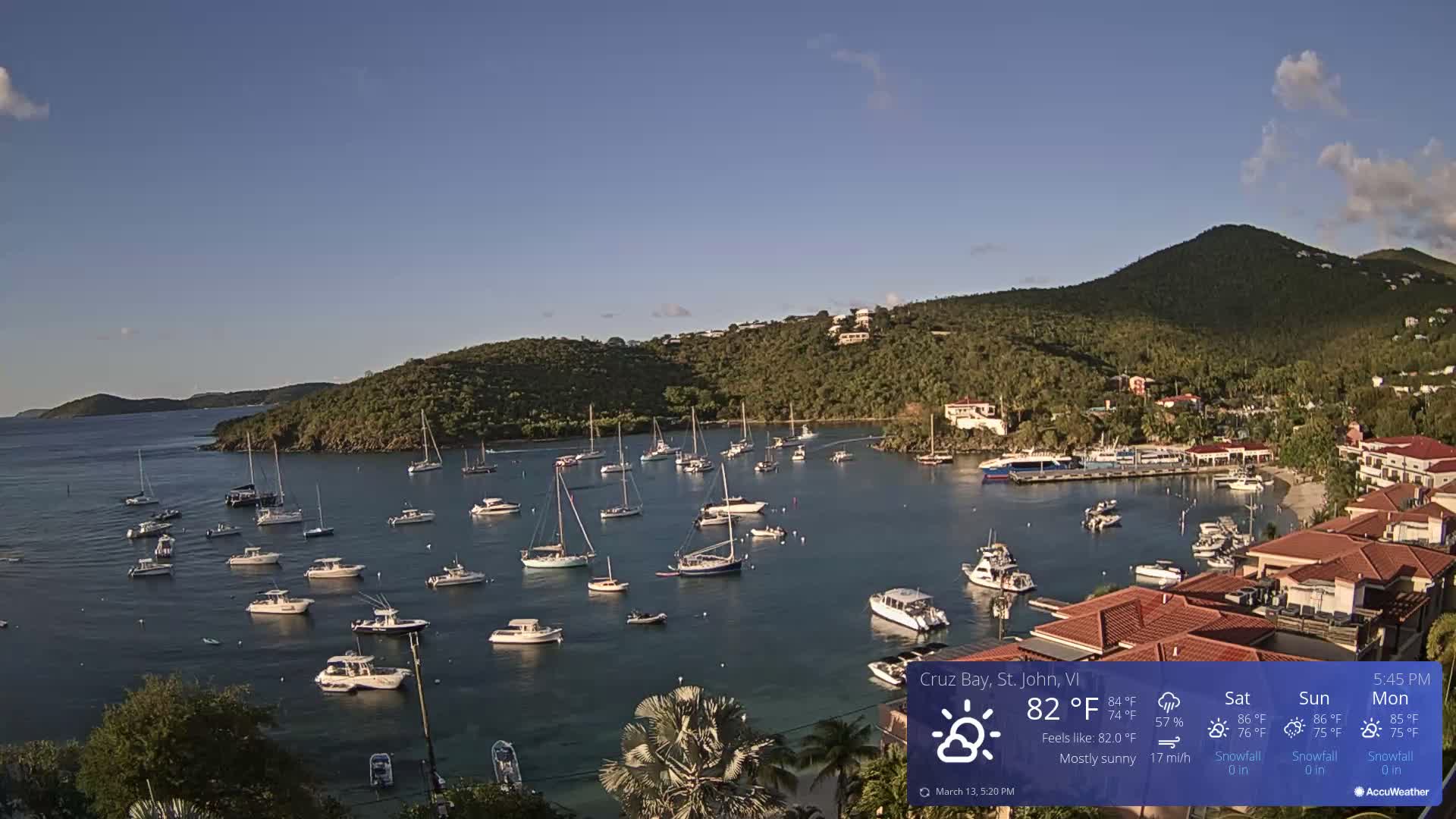 St. John, Cruz Bay Skyline Live Cam - Cruz Bay, St. John, United States Virgin Islands, USA