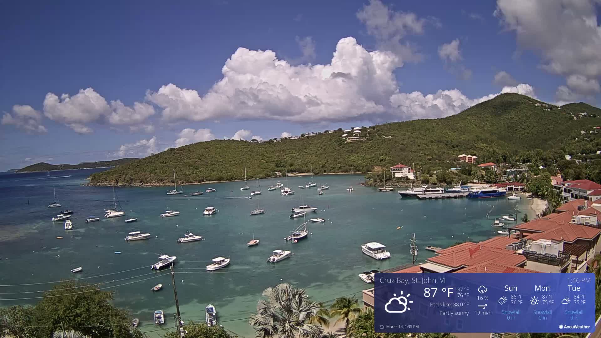 St. John, Cruz Bay Skyline Live Cam - Cruz Bay, St. John, United States Virgin Islands, USA