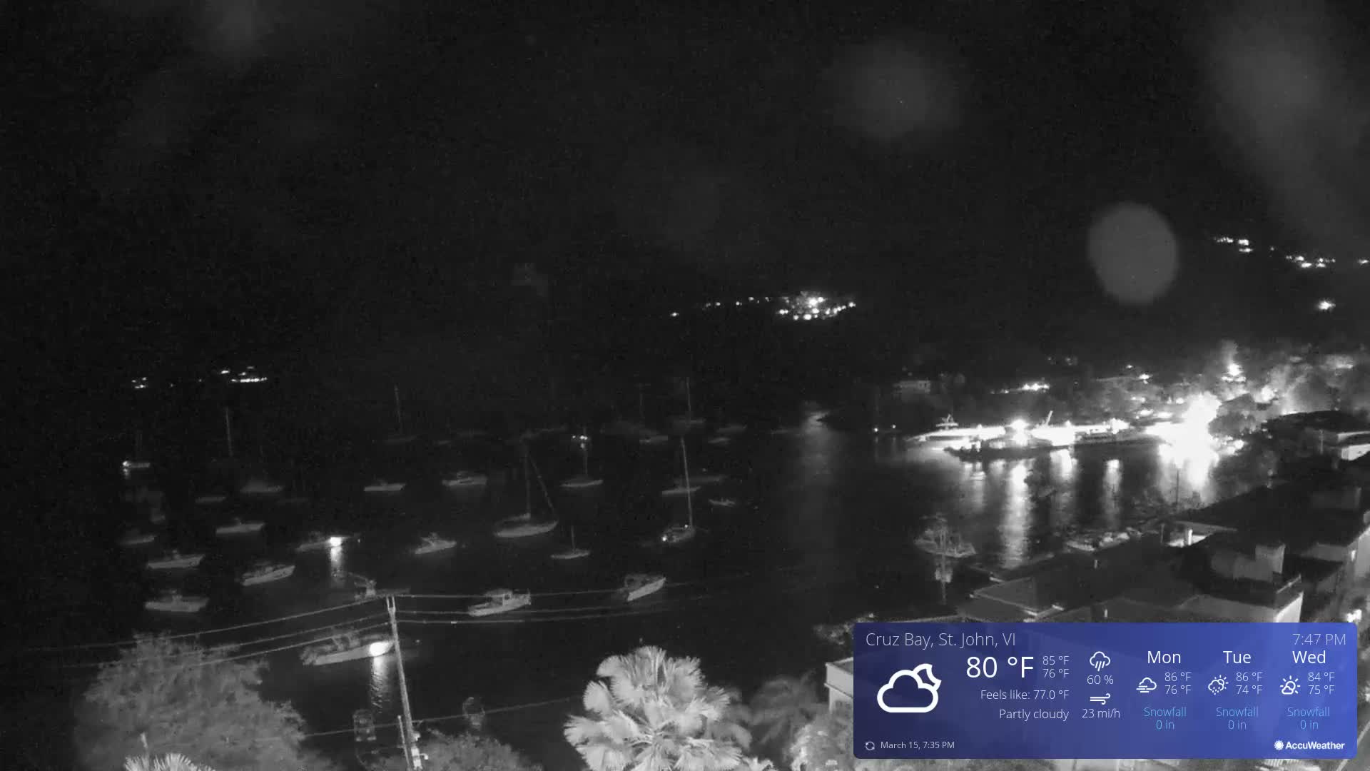 St. John, Cruz Bay Skyline Live Cam - Cruz Bay, St. John, United States Virgin Islands, USA