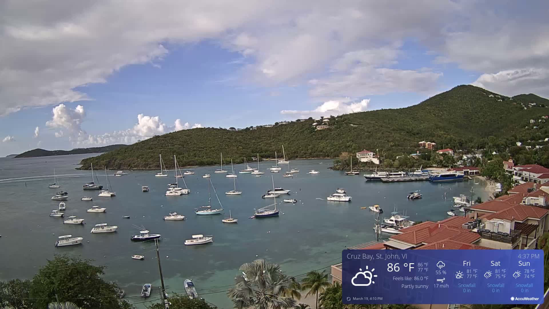 St. John, Cruz Bay Skyline Live Cam - Cruz Bay, St. John, United States Virgin Islands, USA