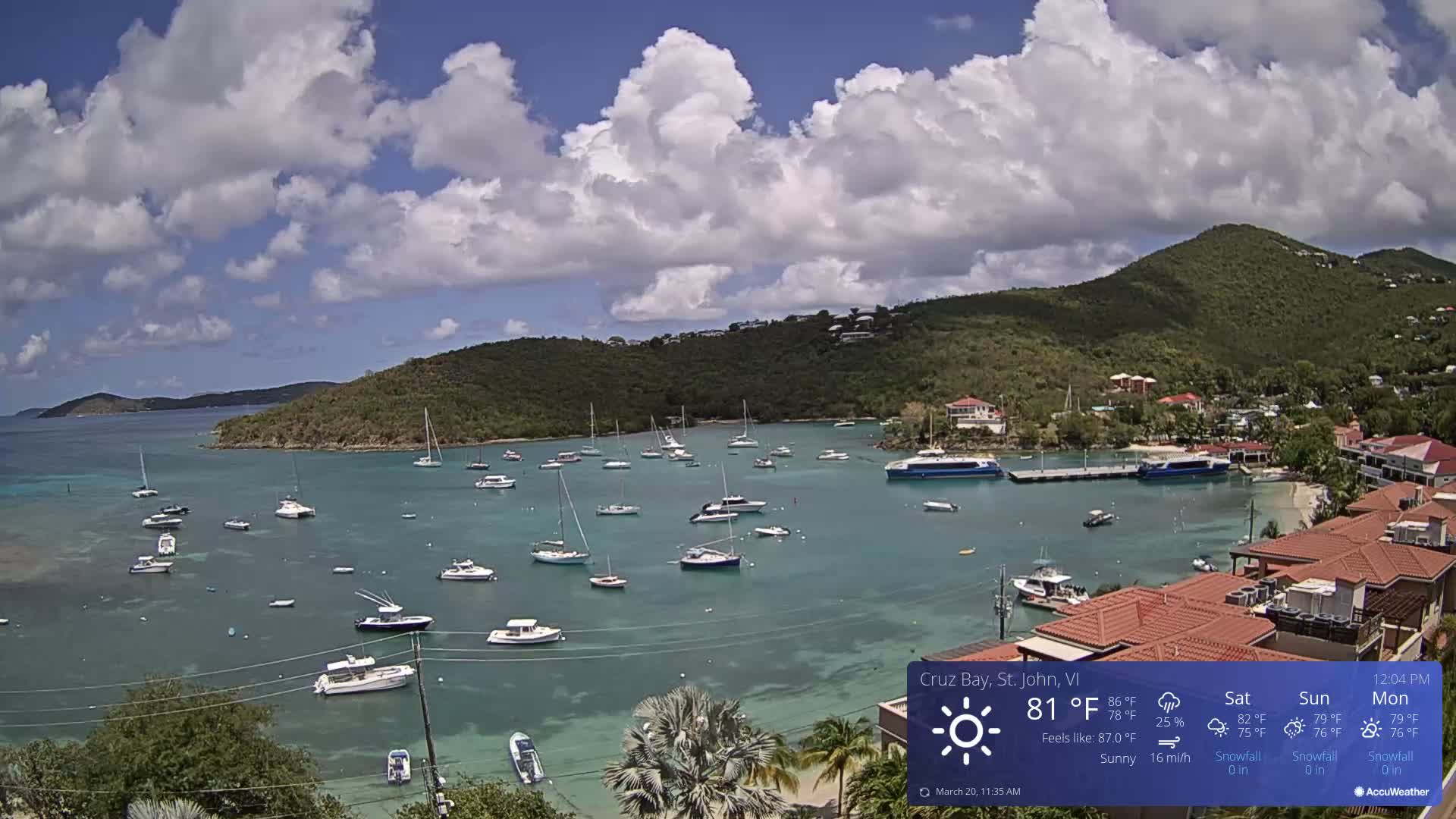 St. John, Cruz Bay Skyline Live Cam - Cruz Bay, St. John, United States Virgin Islands, USA