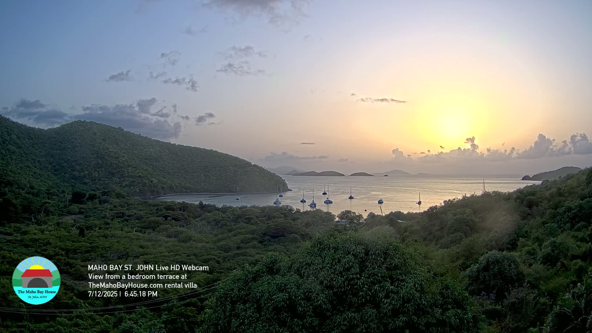 St. John, Maho Bay Skyline Live Cam - Central, St. John, United States Virgin Islands, USA