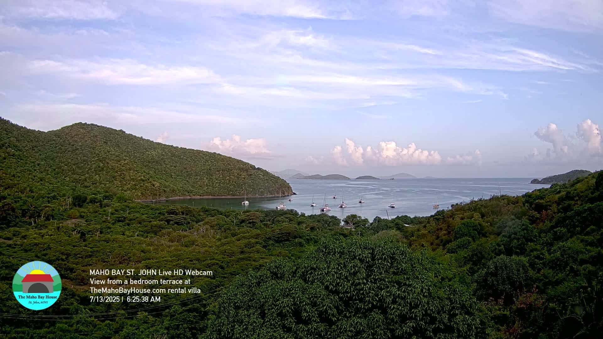St. John, Maho Bay Skyline Live Cam - Central, St. John, United States Virgin Islands, USA