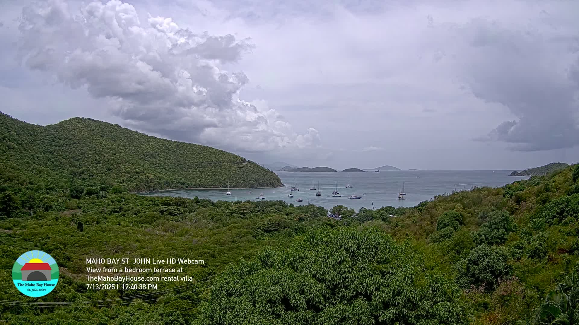 St. John, Maho Bay Skyline Live Cam - Central, St. John, United States Virgin Islands, USA