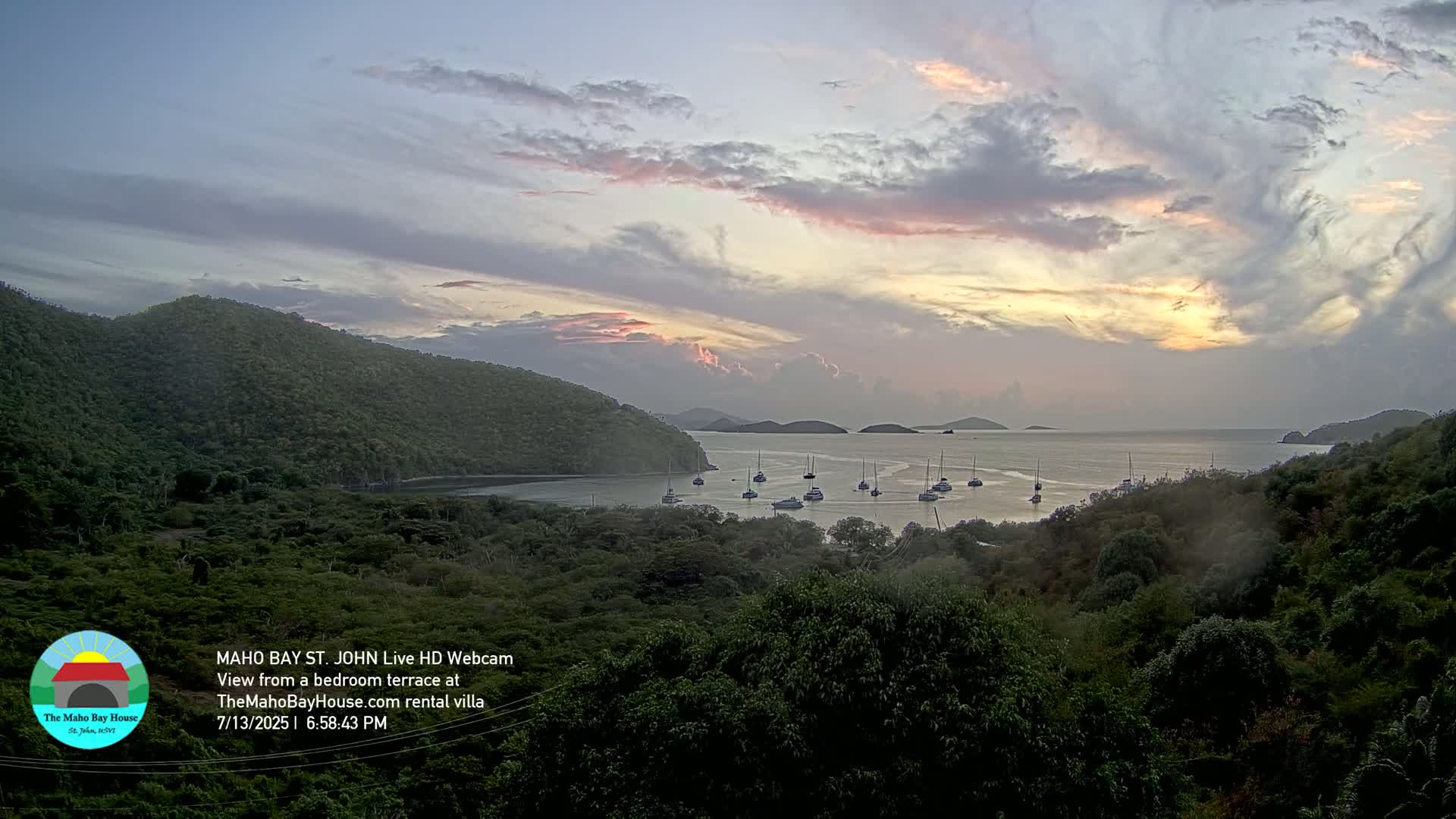 St. John, Maho Bay Skyline Live Cam - Central, St. John, United States Virgin Islands, USA