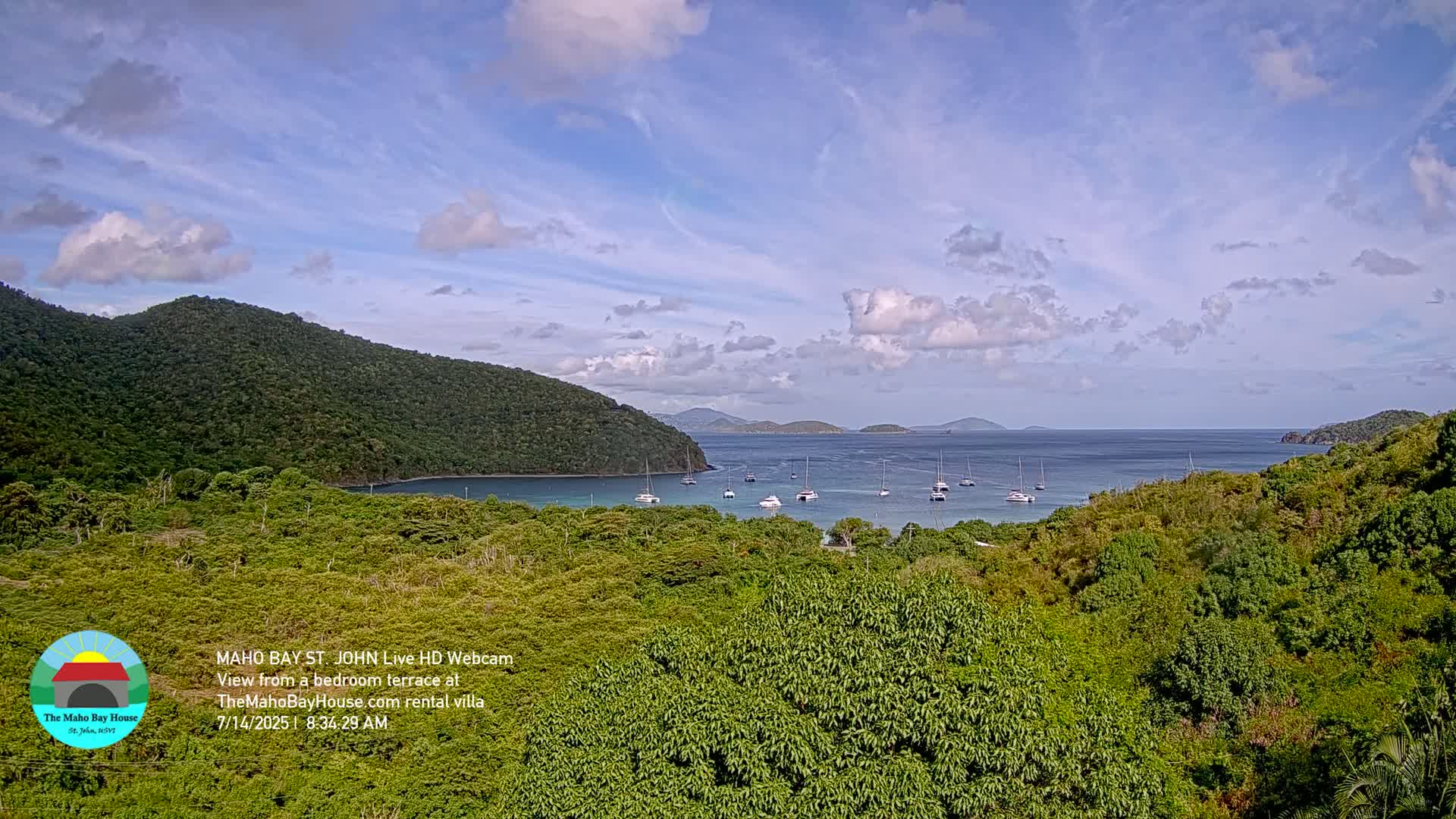 St. John, Maho Bay Skyline Live Cam - Central, St. John, United States Virgin Islands, USA