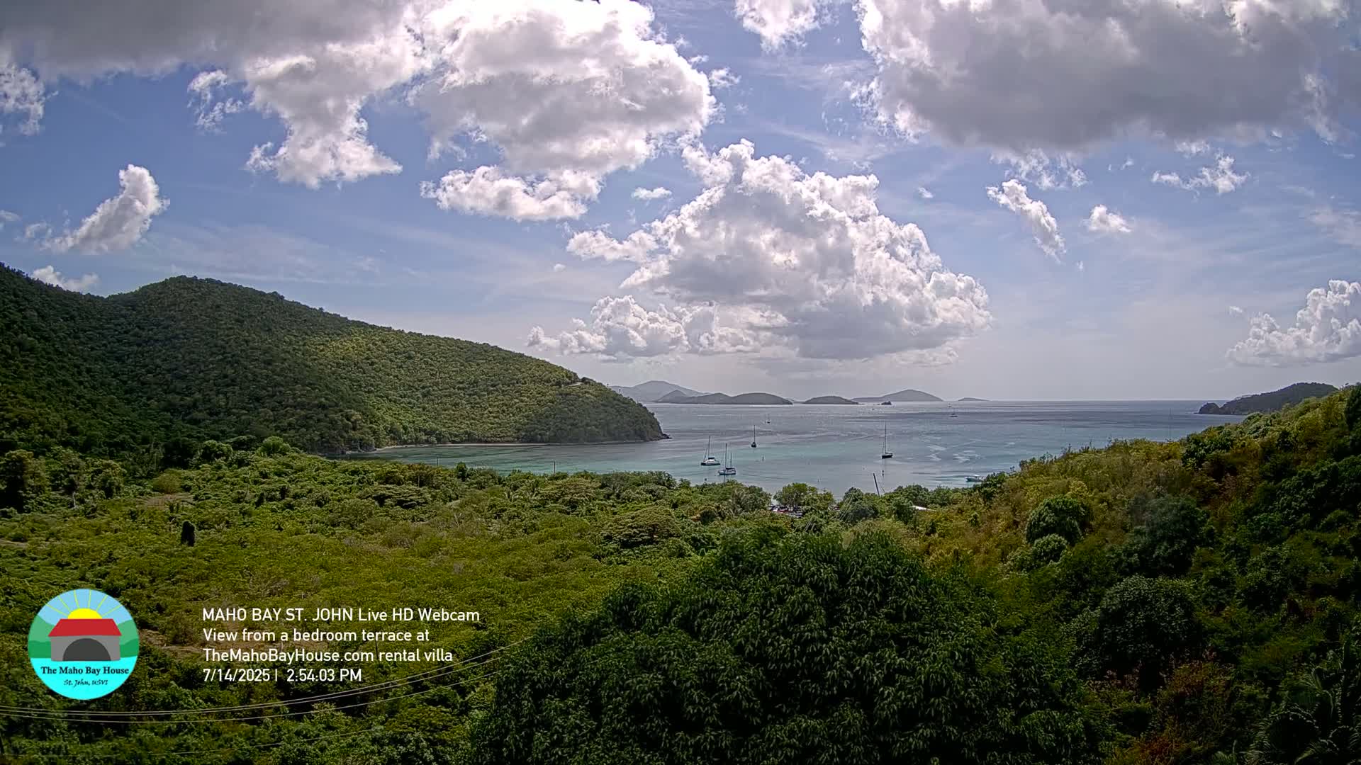 St. John, Maho Bay Skyline Live Cam - Central, St. John, United States Virgin Islands, USA