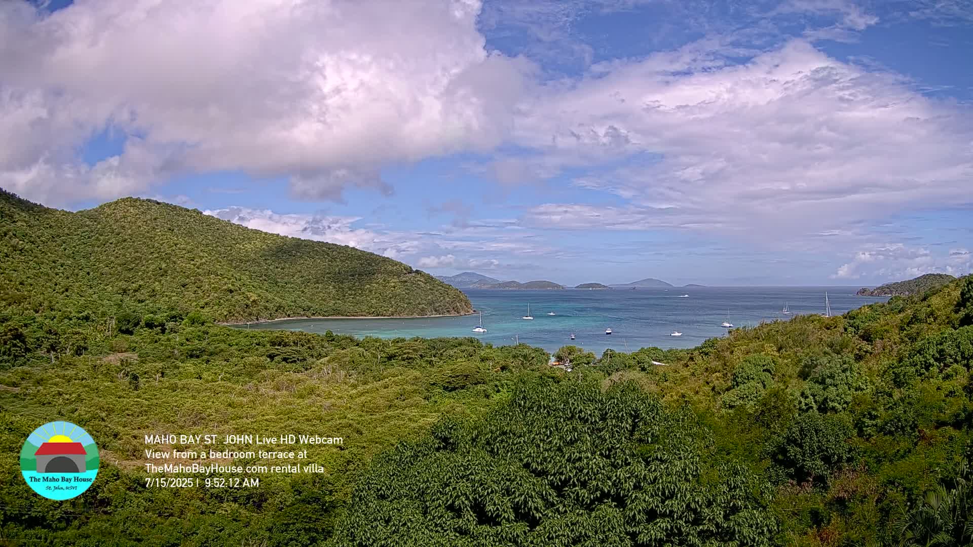 St. John, Maho Bay Skyline Live Cam - Central, St. John, United States Virgin Islands, USA