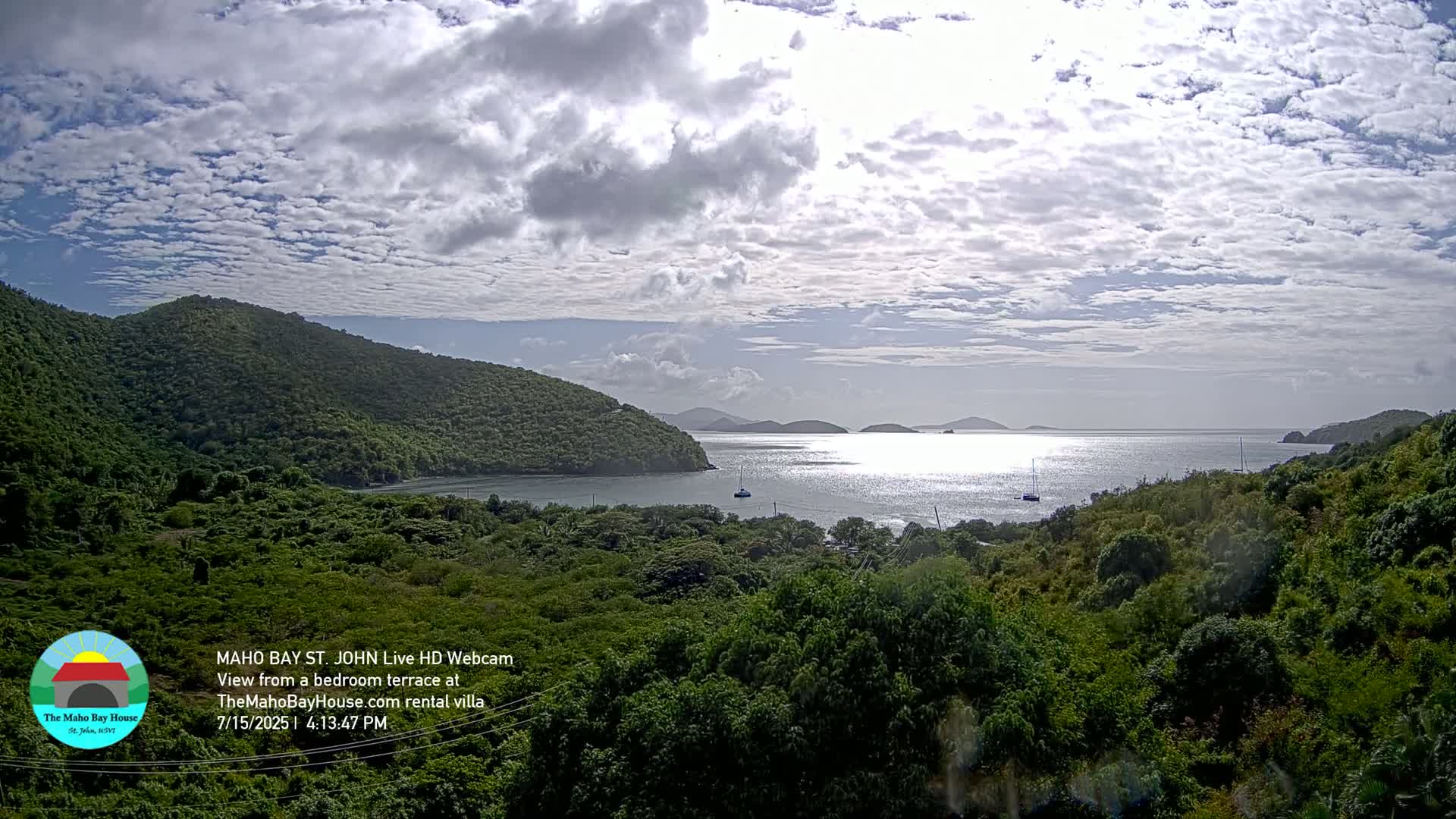 St. John, Maho Bay Skyline Live Cam - Central, St. John, United States Virgin Islands, USA