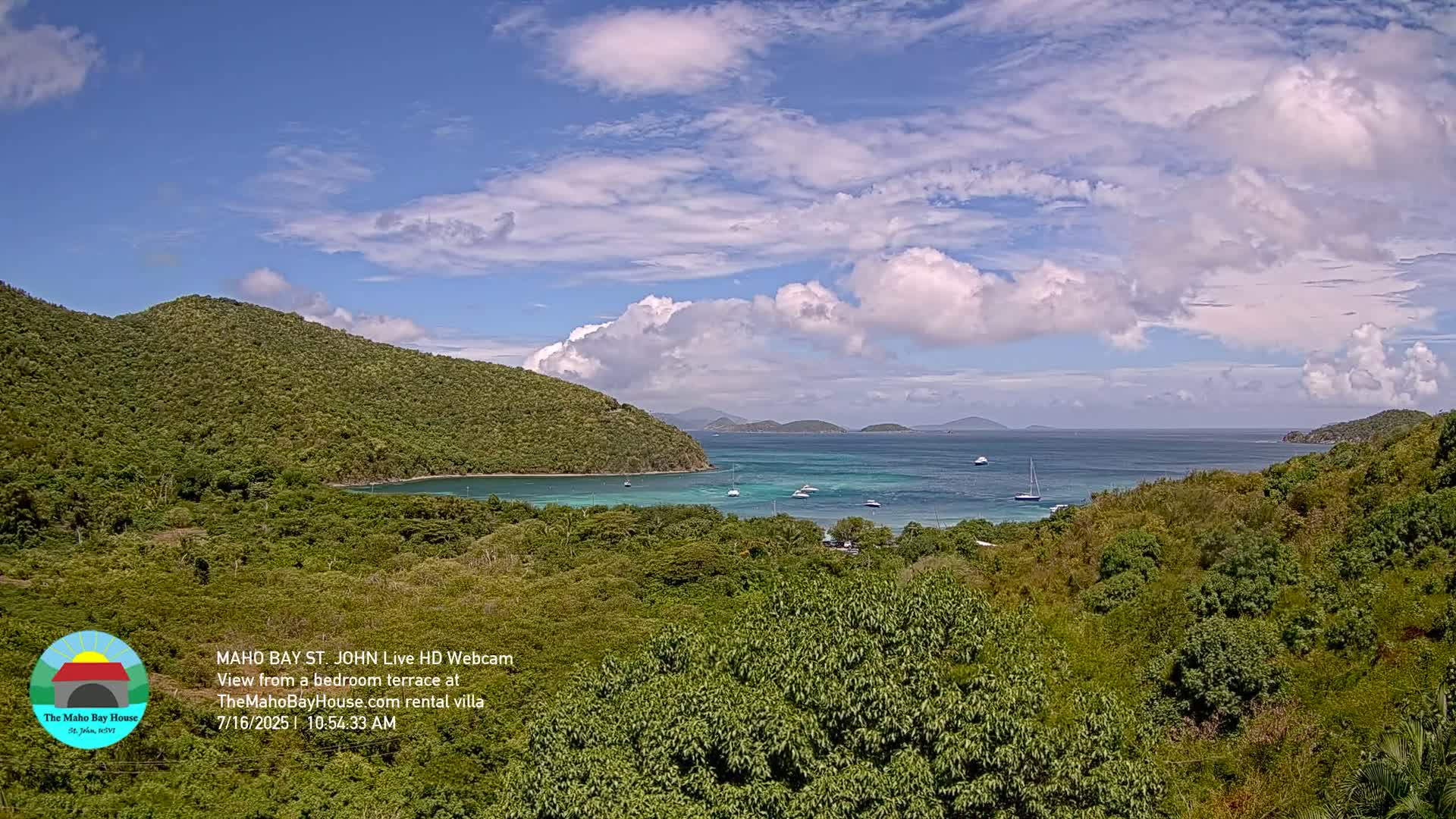 St. John, Maho Bay Skyline Live Cam - Central, St. John, United States Virgin Islands, USA