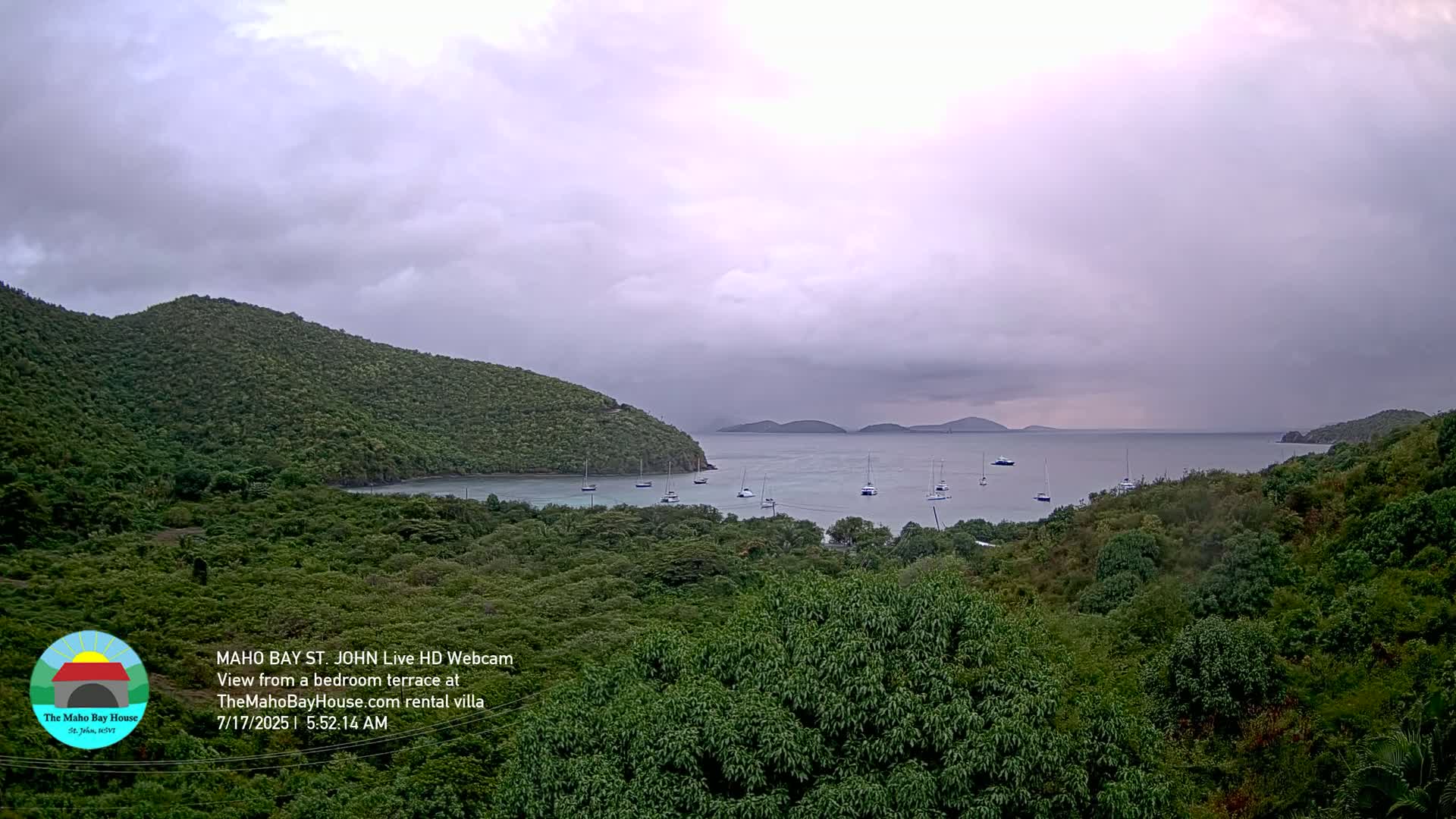 St. John, Maho Bay Skyline Live Cam - Central, St. John, United States Virgin Islands, USA