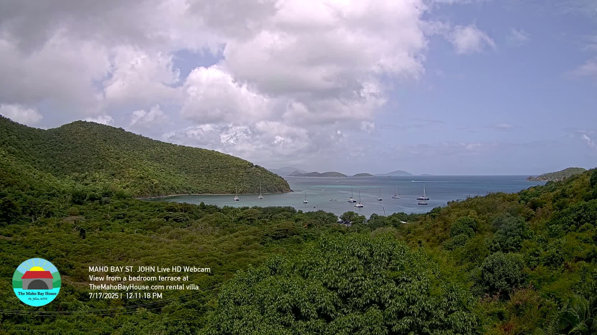 St. John, Maho Bay Skyline Live Cam - Central, St. John, United States Virgin Islands, USA