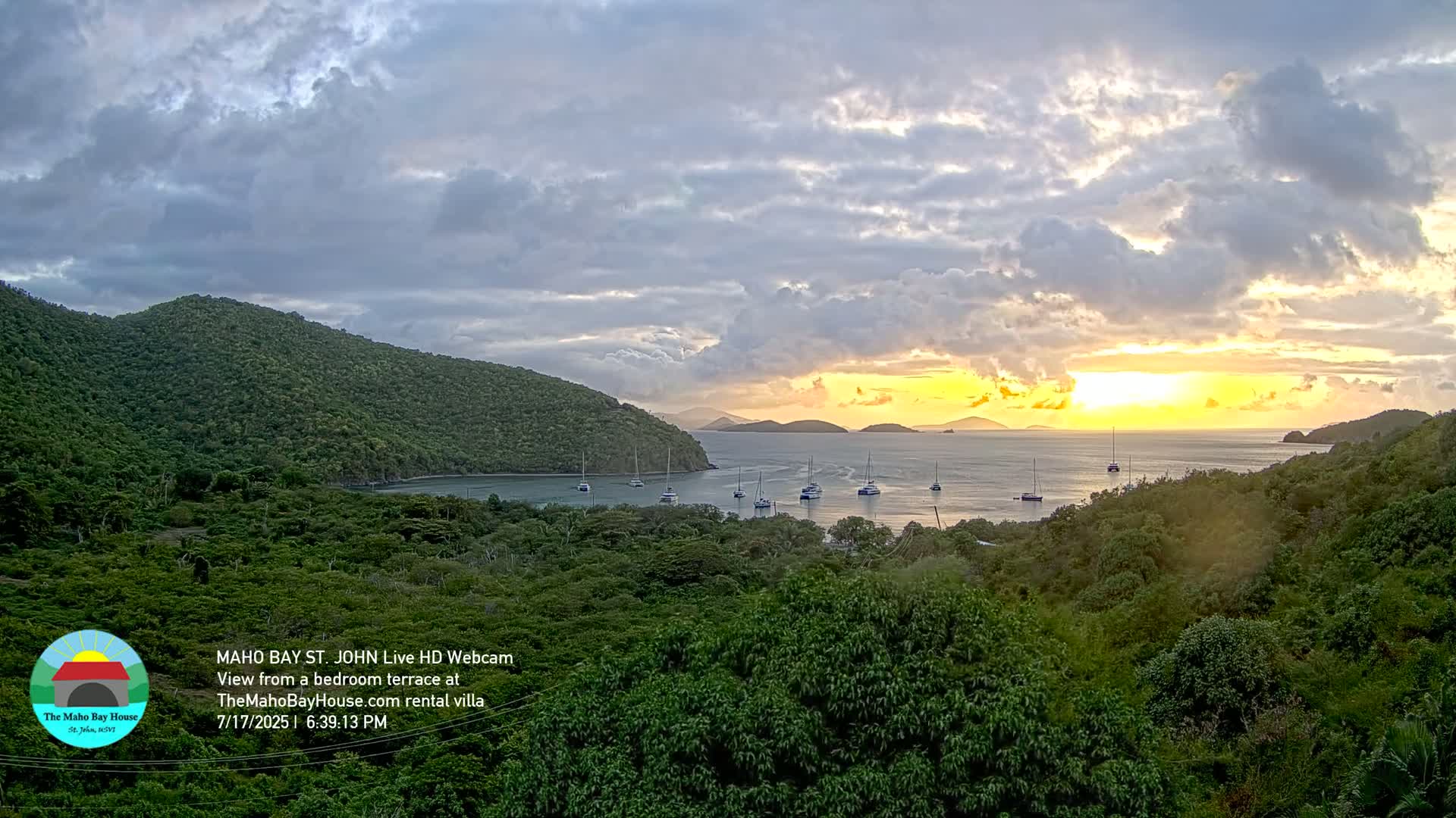 St. John, Maho Bay Skyline Live Cam - Central, St. John, United States Virgin Islands, USA