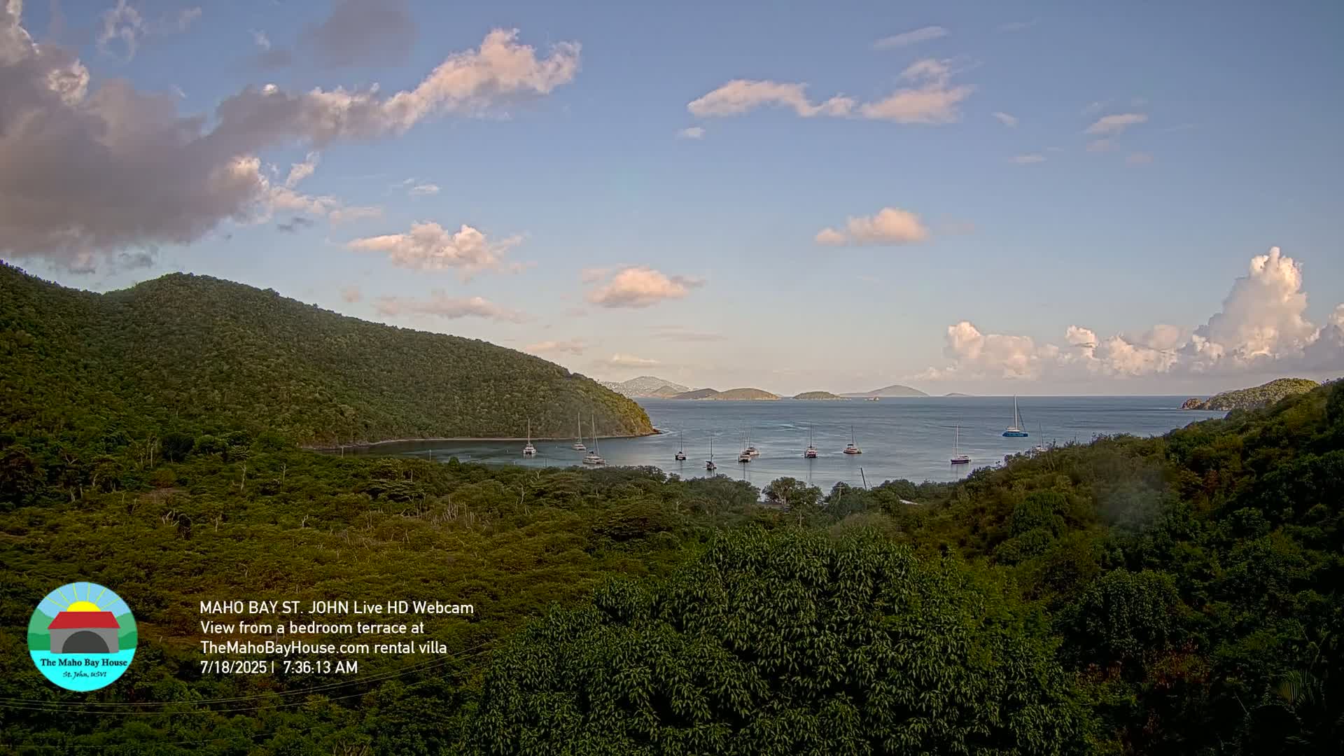 St. John, Maho Bay Skyline Live Cam - Central, St. John, United States Virgin Islands, USA