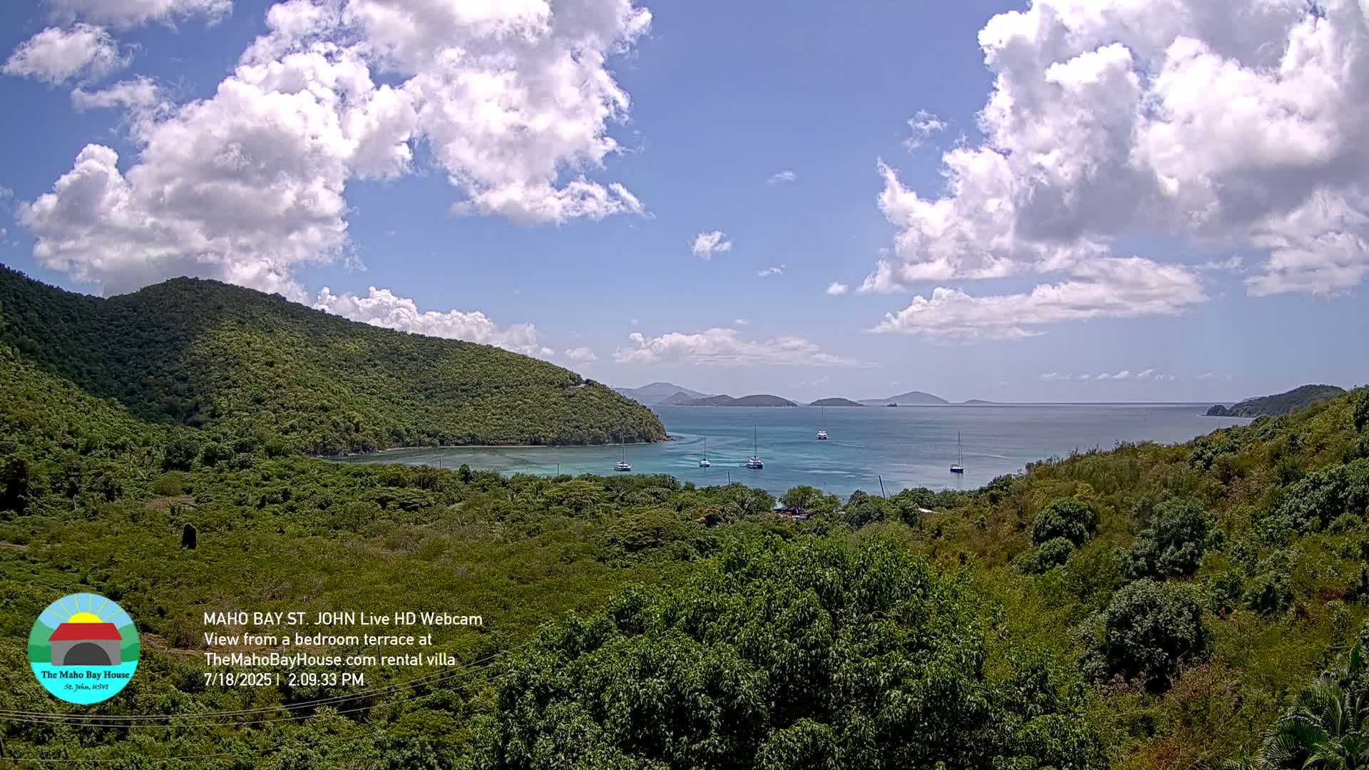 St. John, Maho Bay Skyline Live Cam - Central, St. John, United States Virgin Islands, USA