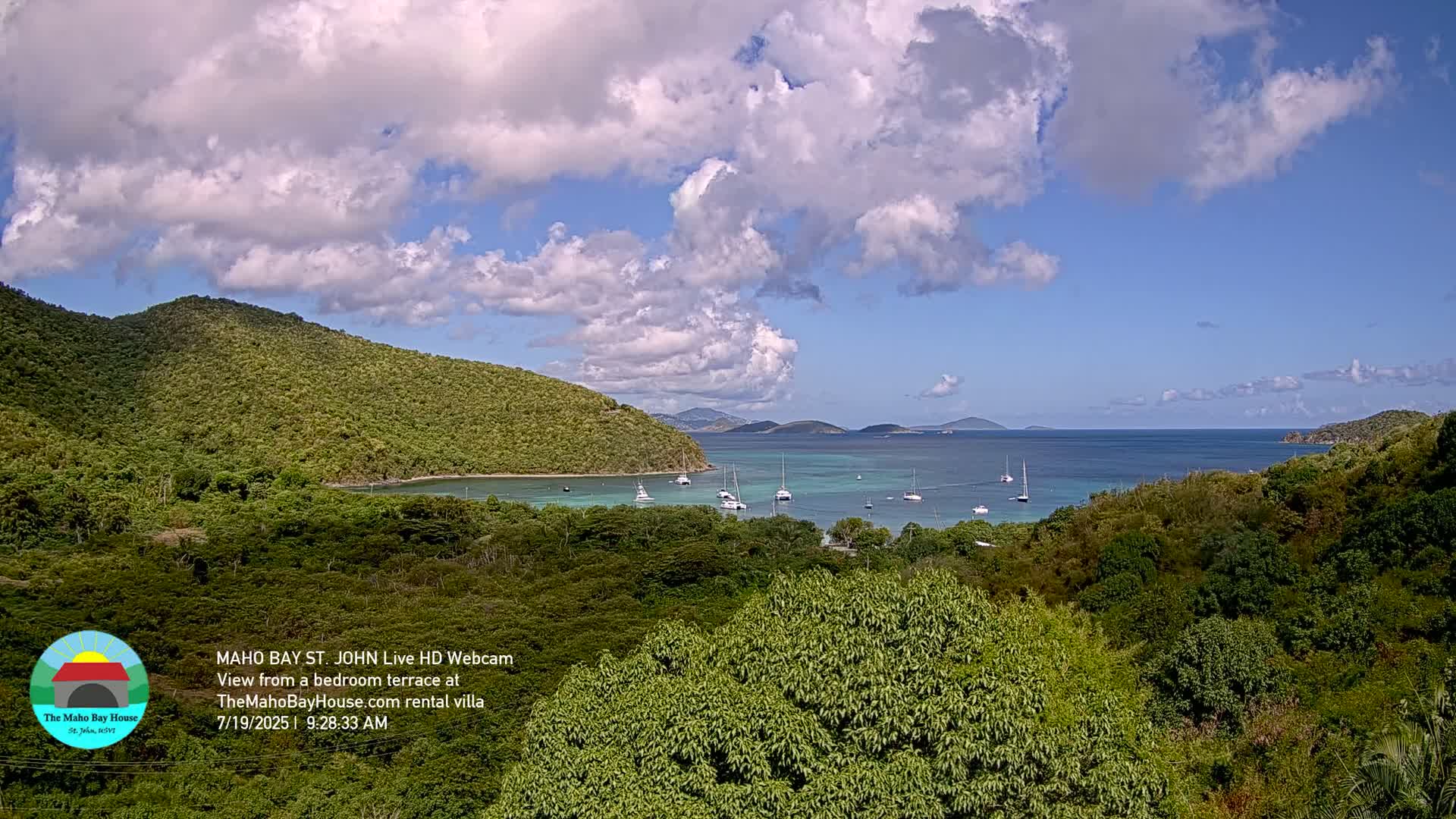 St. John, Maho Bay Skyline Live Cam - Central, St. John, United States Virgin Islands, USA