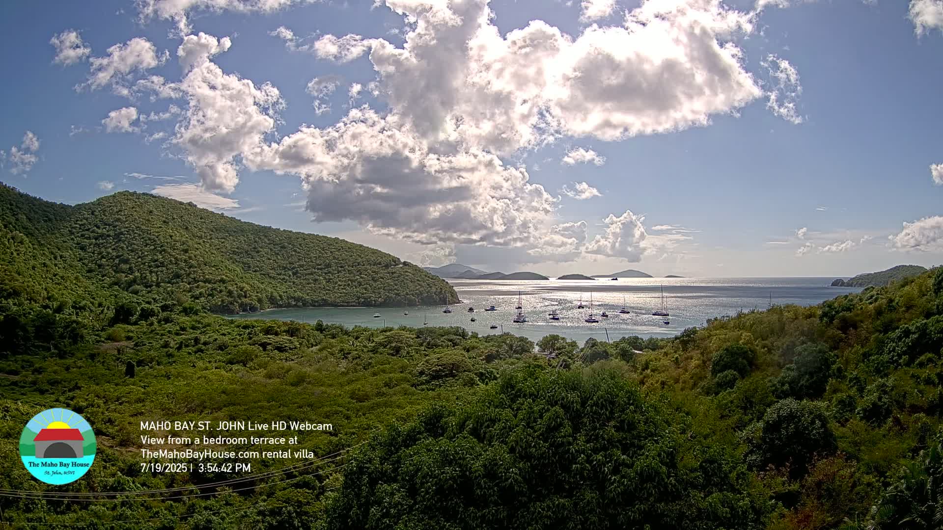 St. John, Maho Bay Skyline Live Cam - Central, St. John, United States Virgin Islands, USA