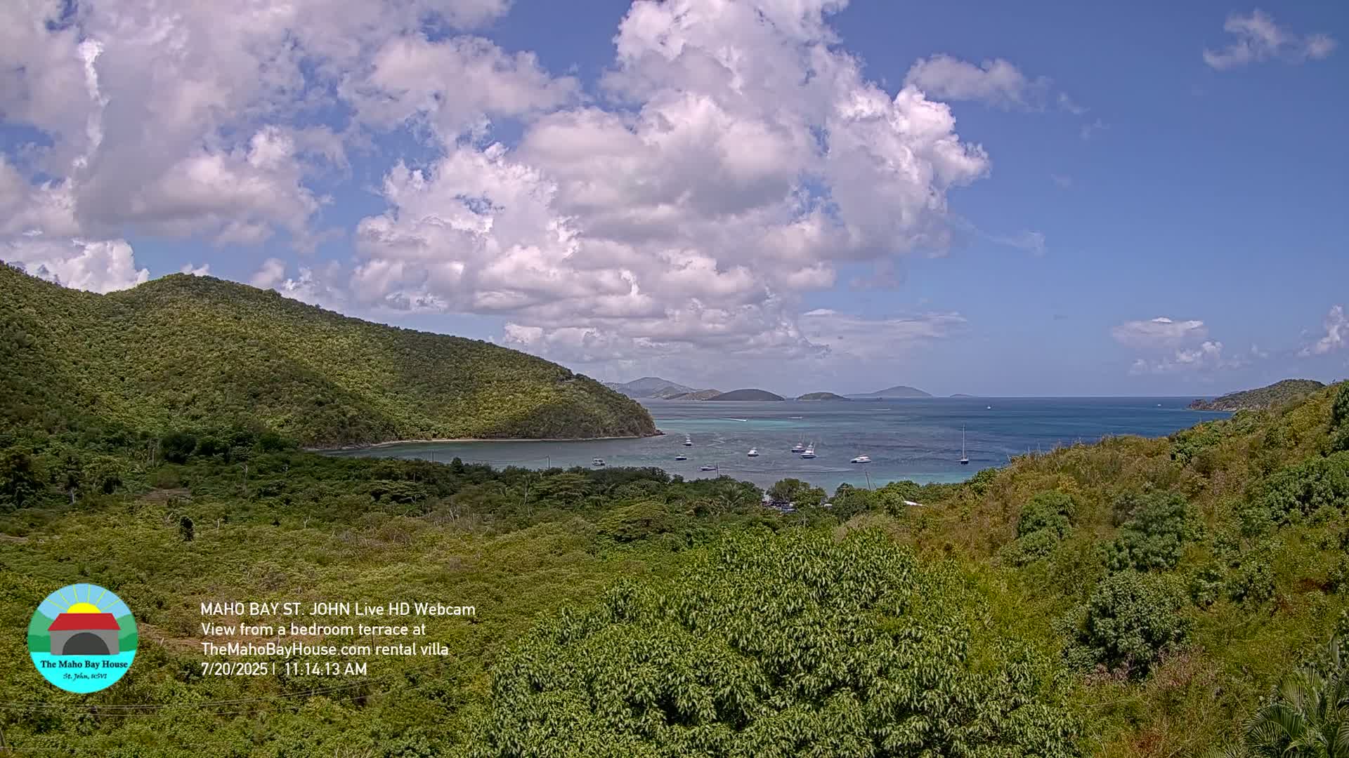 St. John, Maho Bay Skyline Live Cam - Central, St. John, United States Virgin Islands, USA