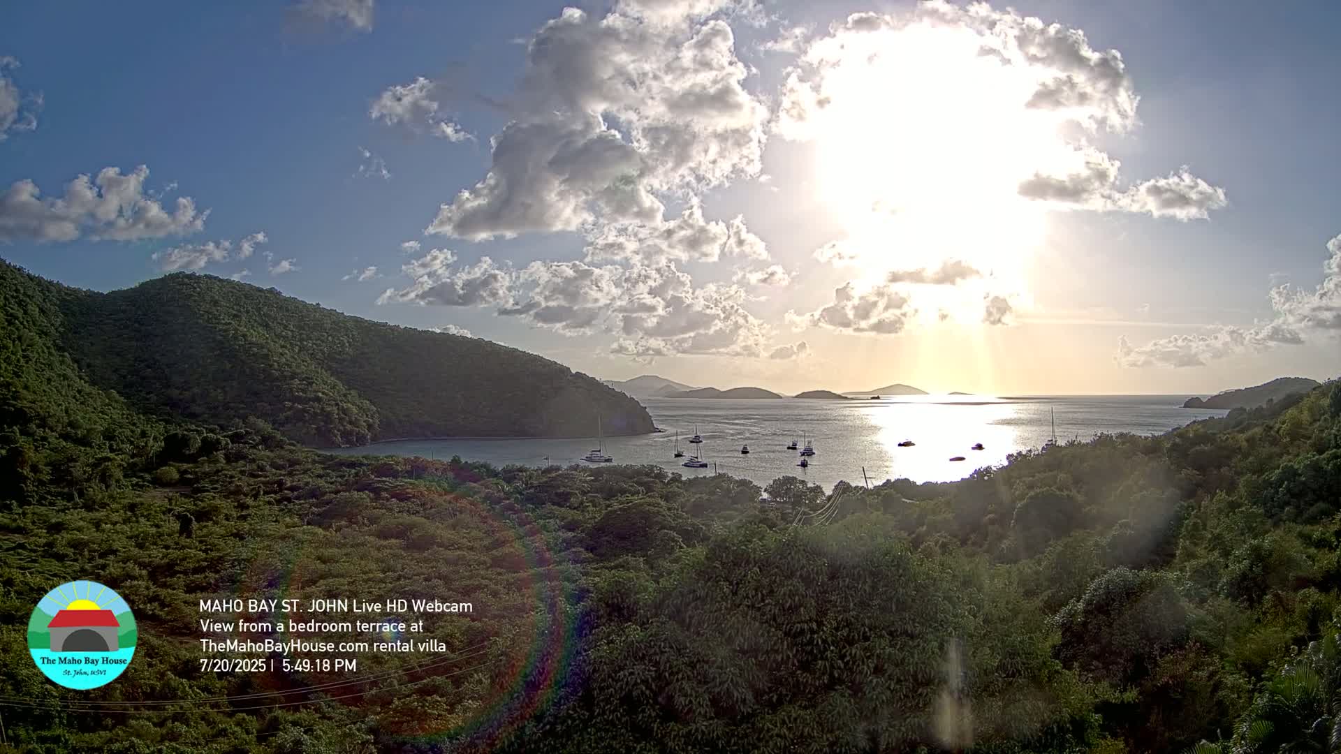 St. John, Maho Bay Skyline Live Cam - Central, St. John, United States Virgin Islands, USA