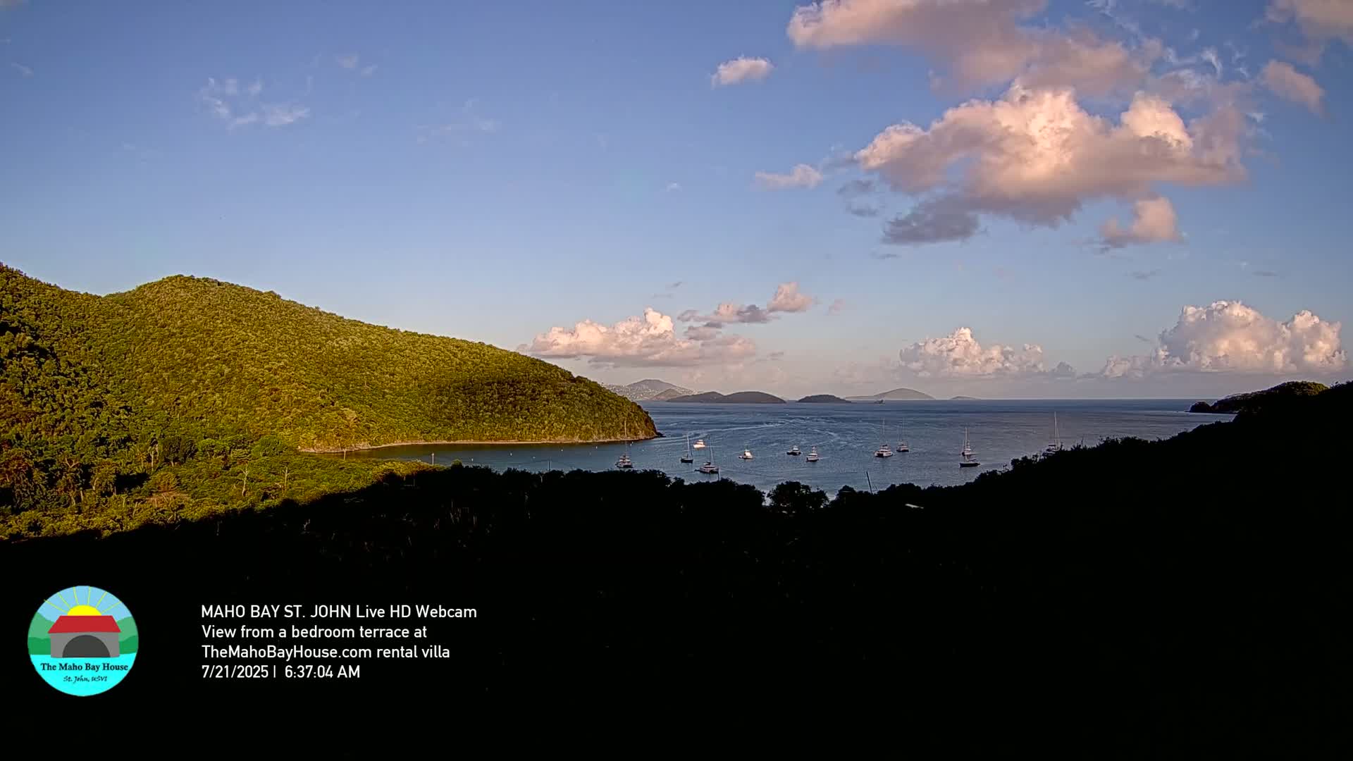 St. John, Maho Bay Skyline Live Cam - Central, St. John, United States Virgin Islands, USA