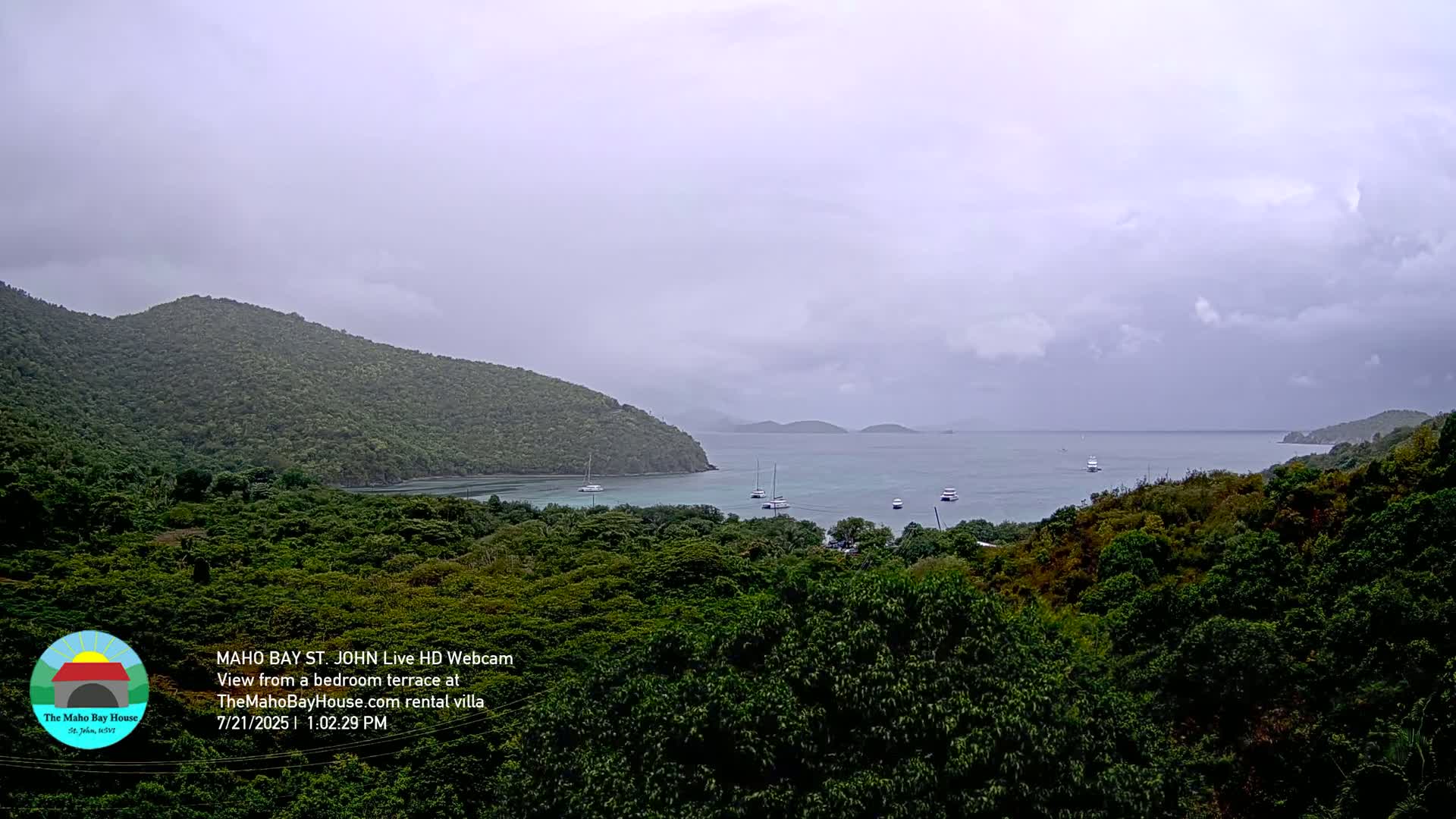 St. John, Maho Bay Skyline Live Cam - Central, St. John, United States Virgin Islands, USA