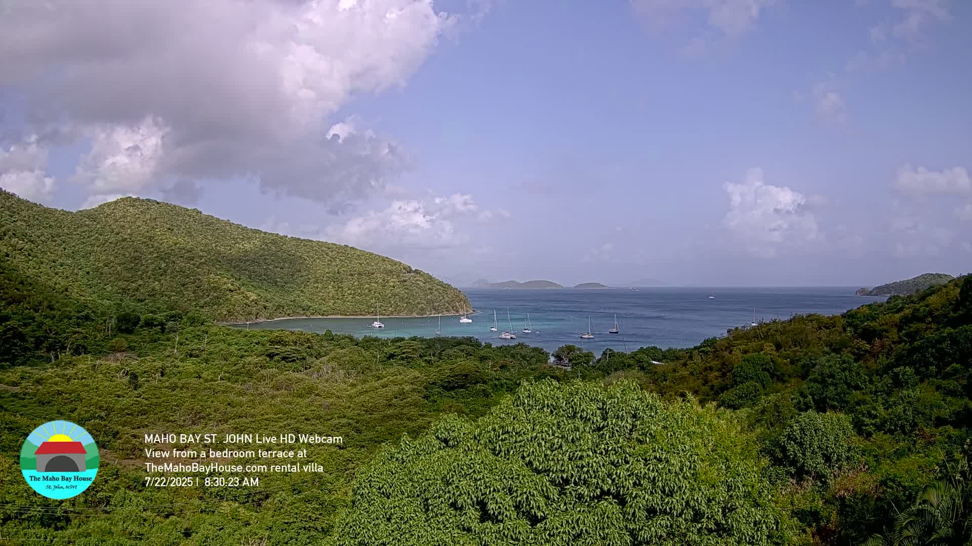 St. John, Maho Bay Skyline Live Cam - Central, St. John, United States Virgin Islands, USA
