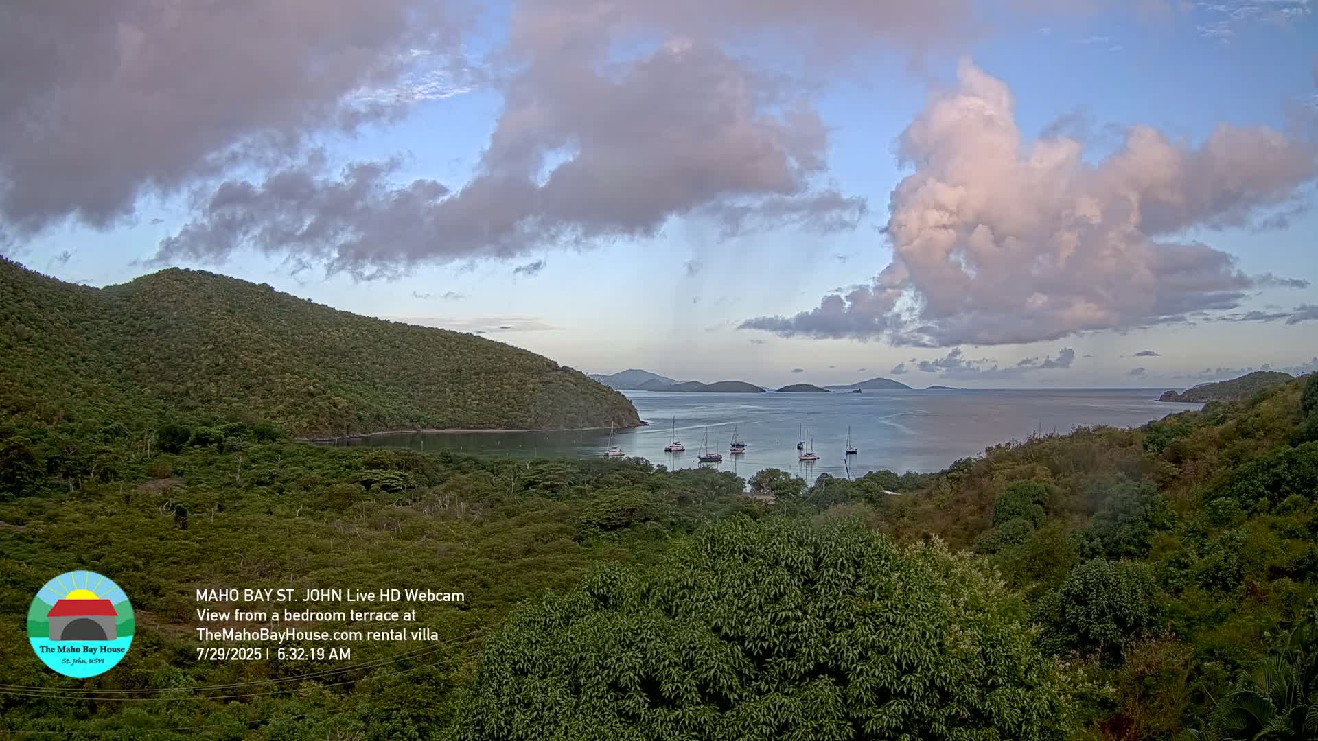 St. John, Maho Bay Skyline Live Cam - Central, St. John, United States Virgin Islands, USA