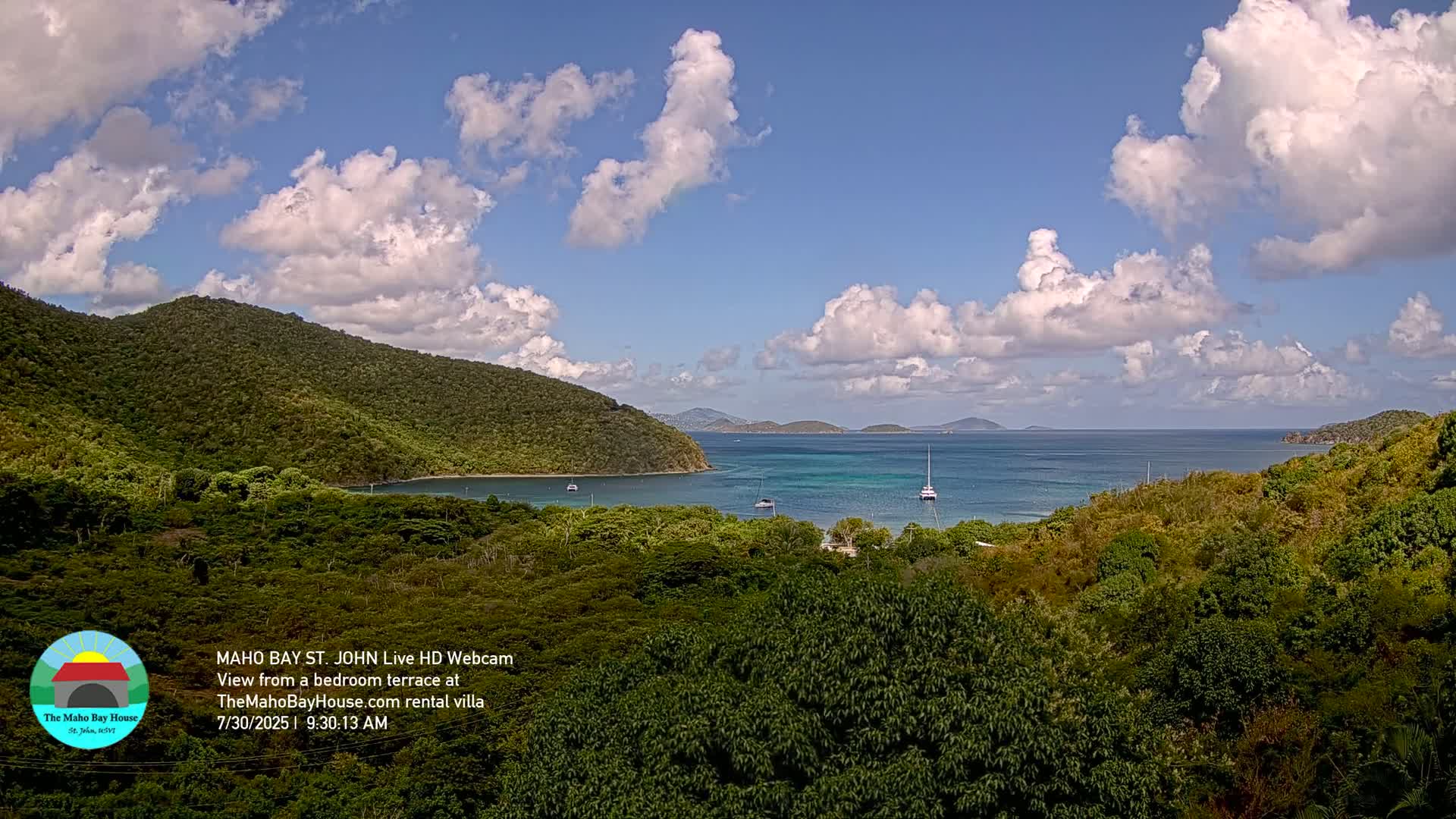 St. John, Maho Bay Skyline Live Cam - Central, St. John, United States Virgin Islands, USA