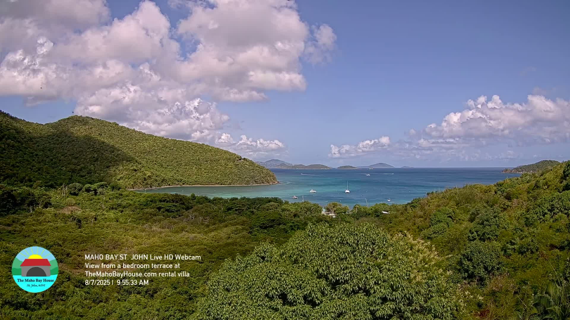 St. John, Maho Bay Skyline Live Cam - Central, St. John, United States Virgin Islands, USA